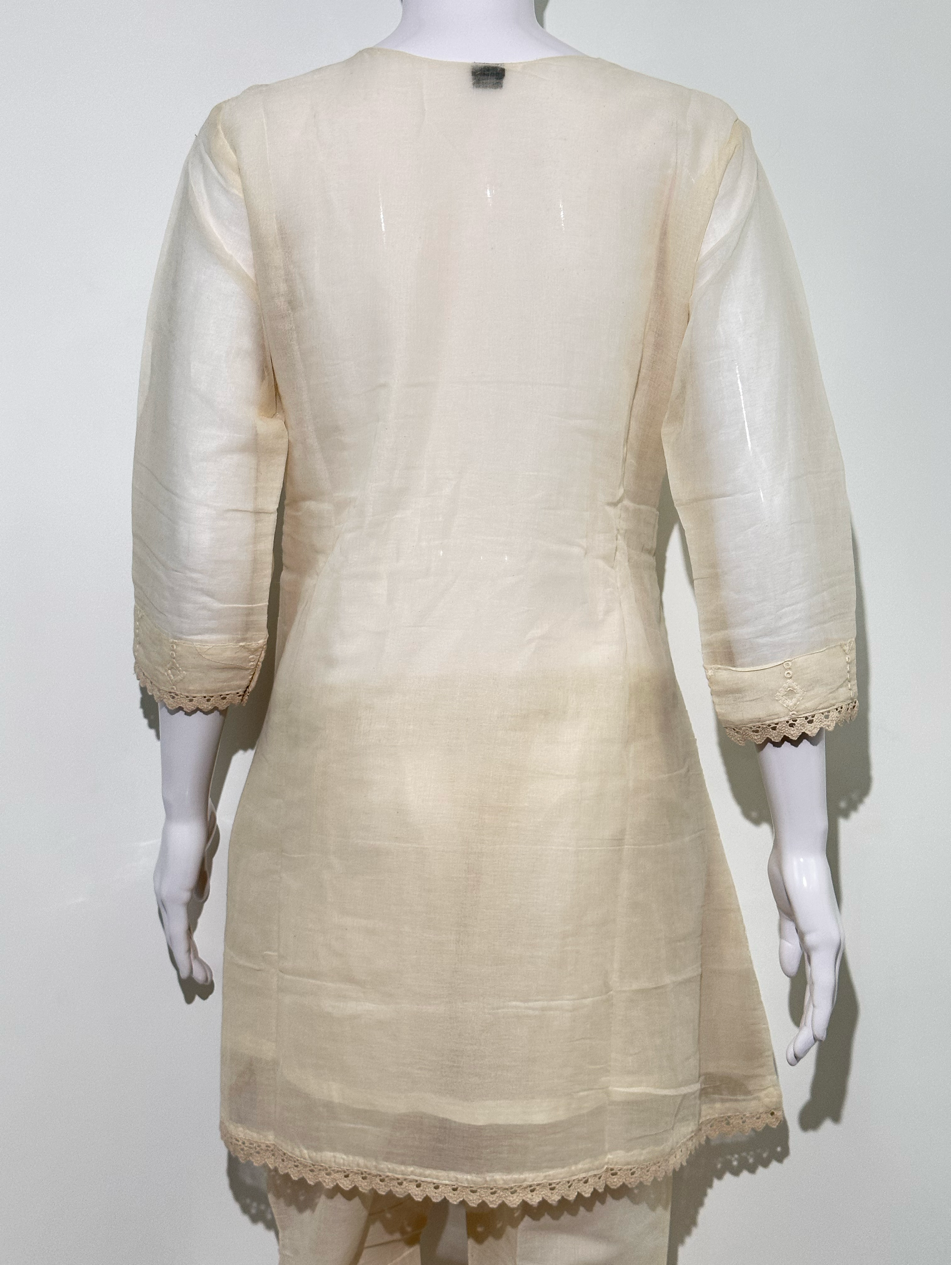 Image of Cotton Linen Embroidery Kurti Set