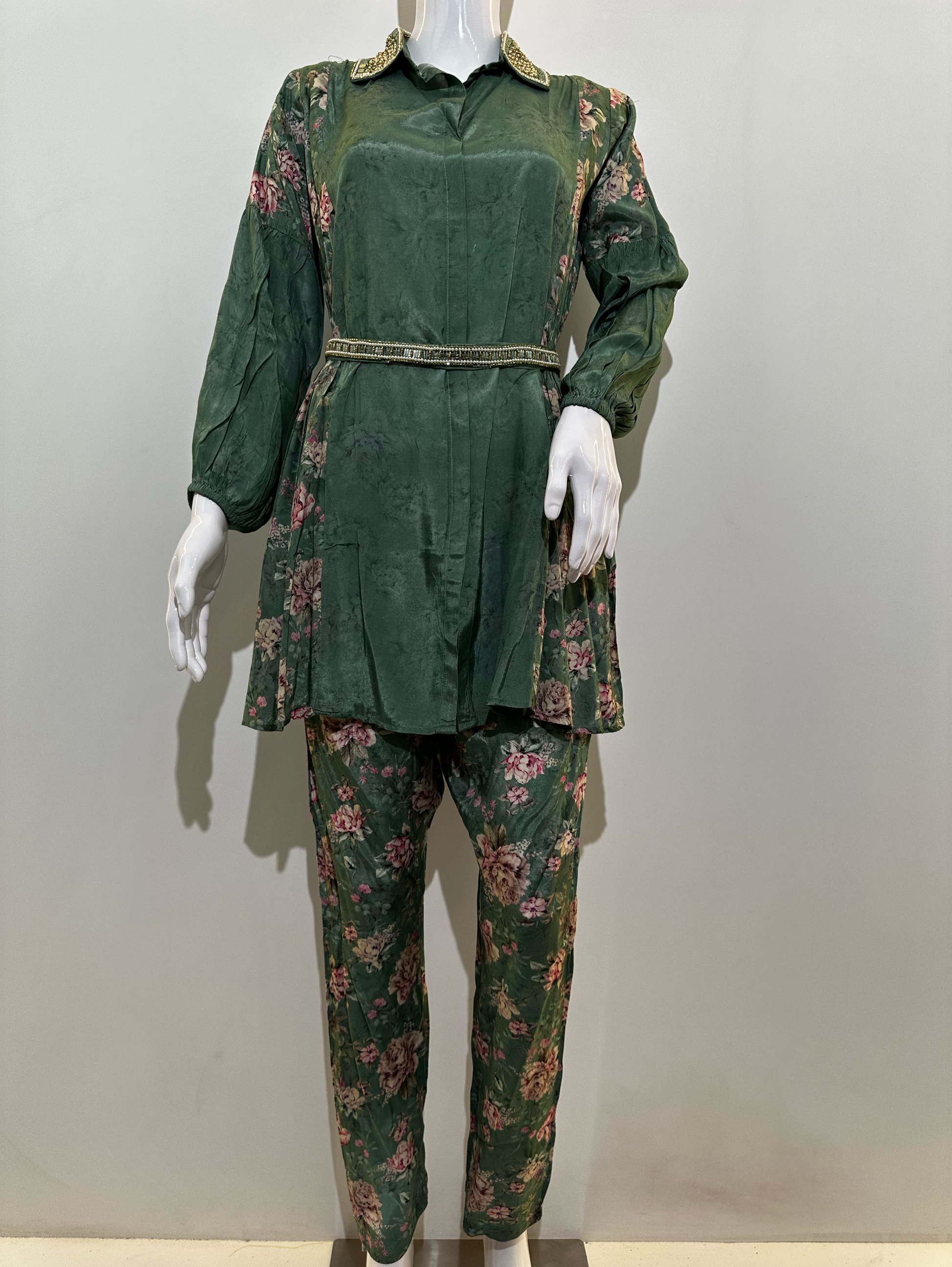 Muslin Coord Set With Premium Moti Work