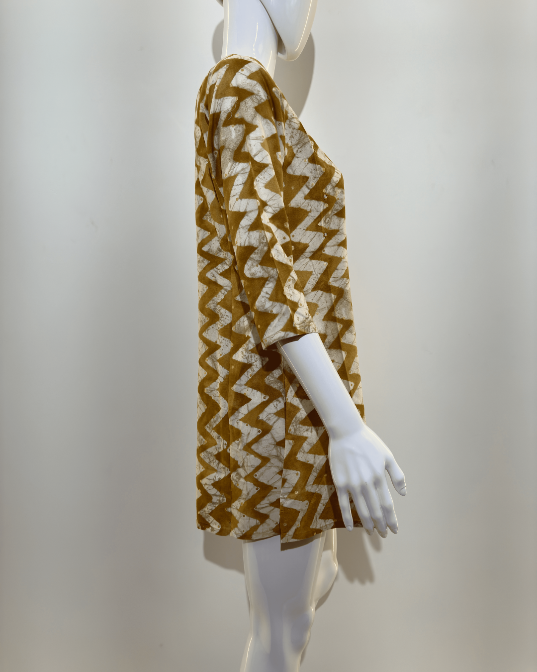 Image of Pure Cotton Short Tunics with work - Brown Color