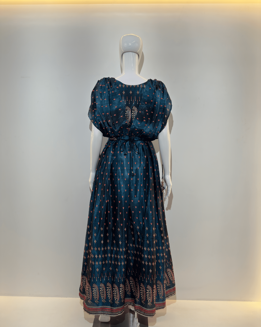 Image of Muslin Butterfly Design Gown with Belt