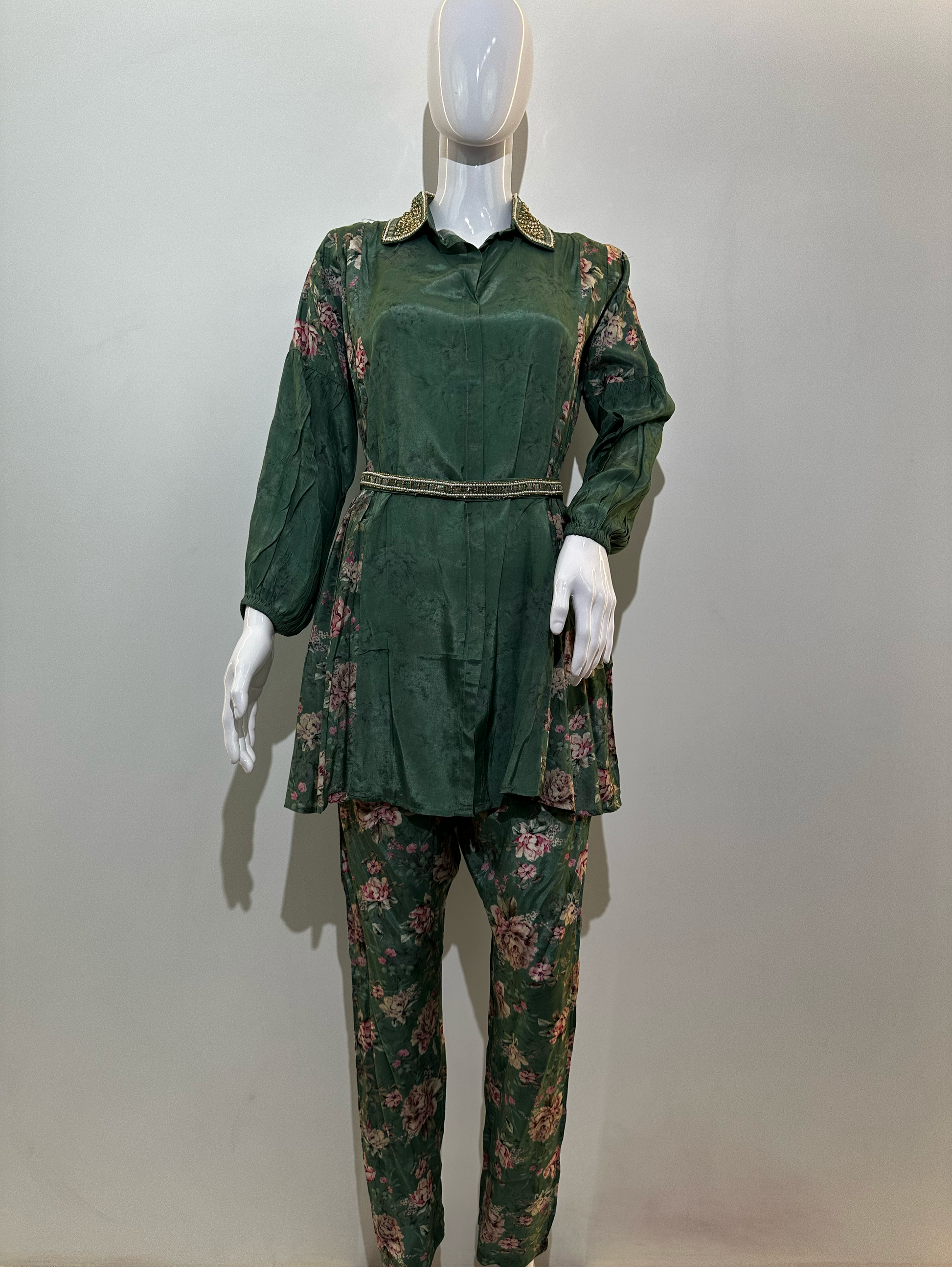 Muslin Coord Set With Premium Moti Work