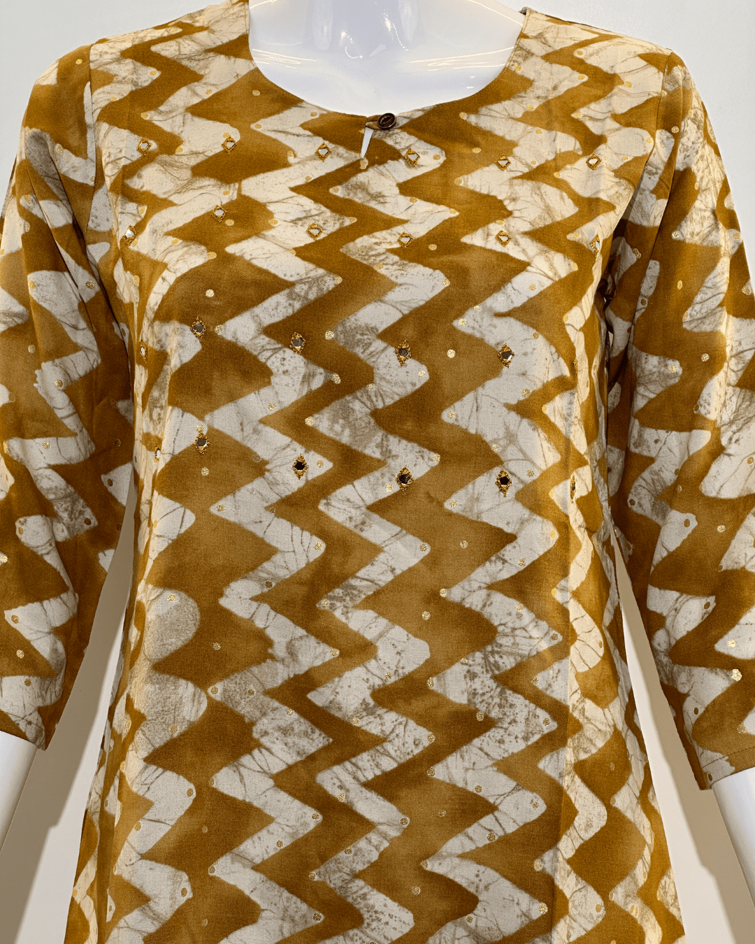 Pure Cotton Short Tunics with work - Brown Color