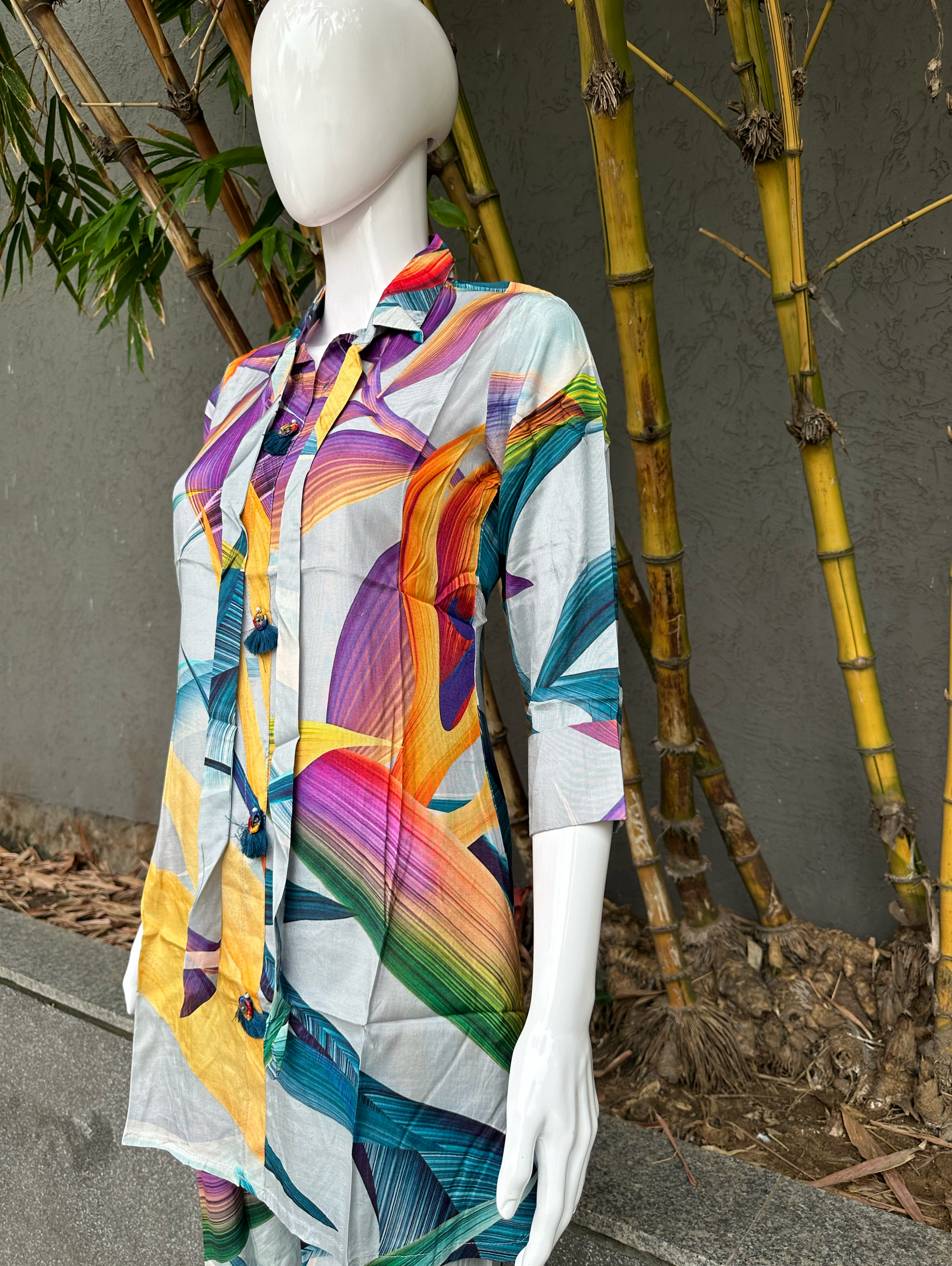 Muslin Print with Afghani Bottom