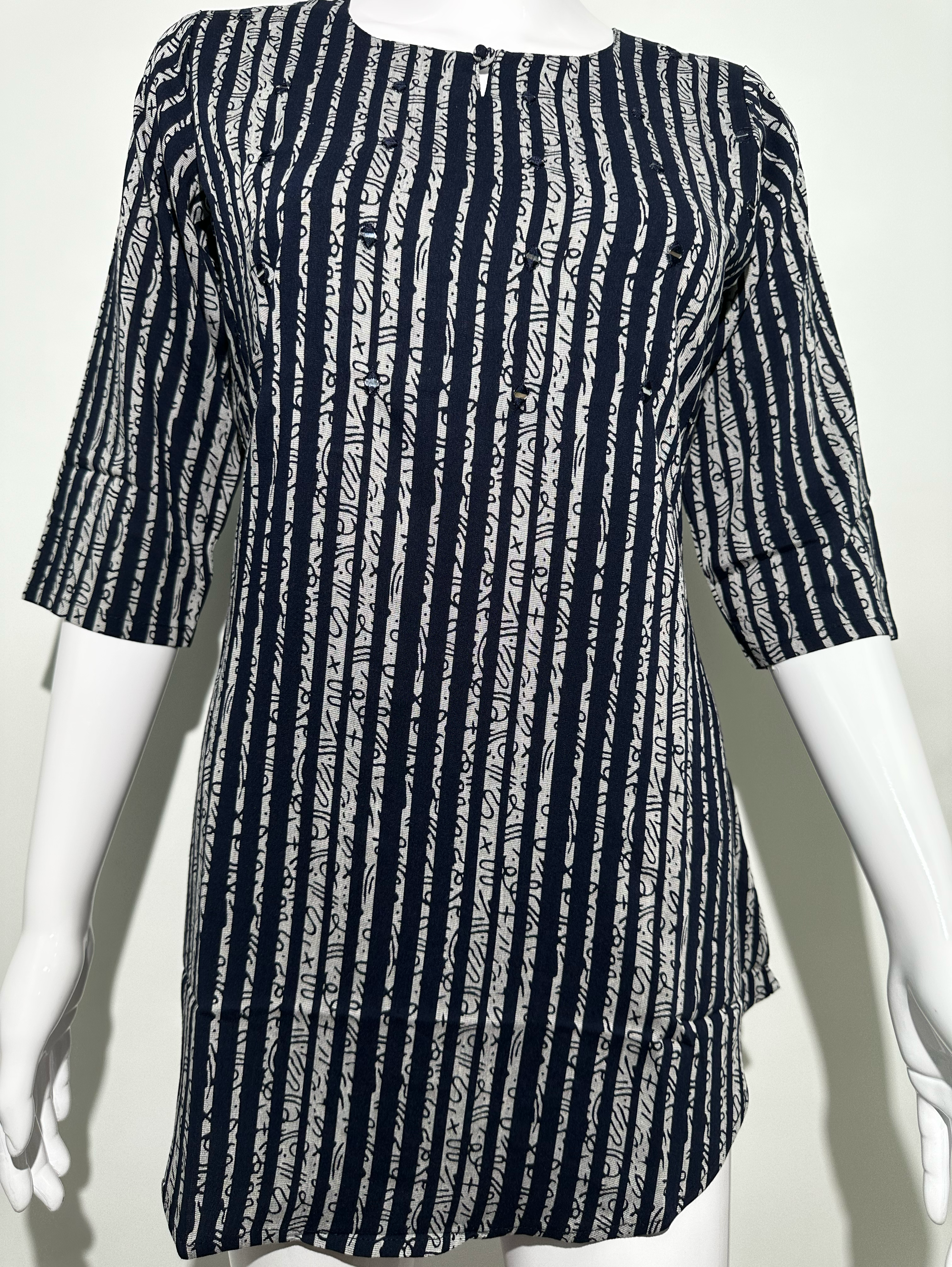 Image of Stripe Mirror work - Blue Tunic
