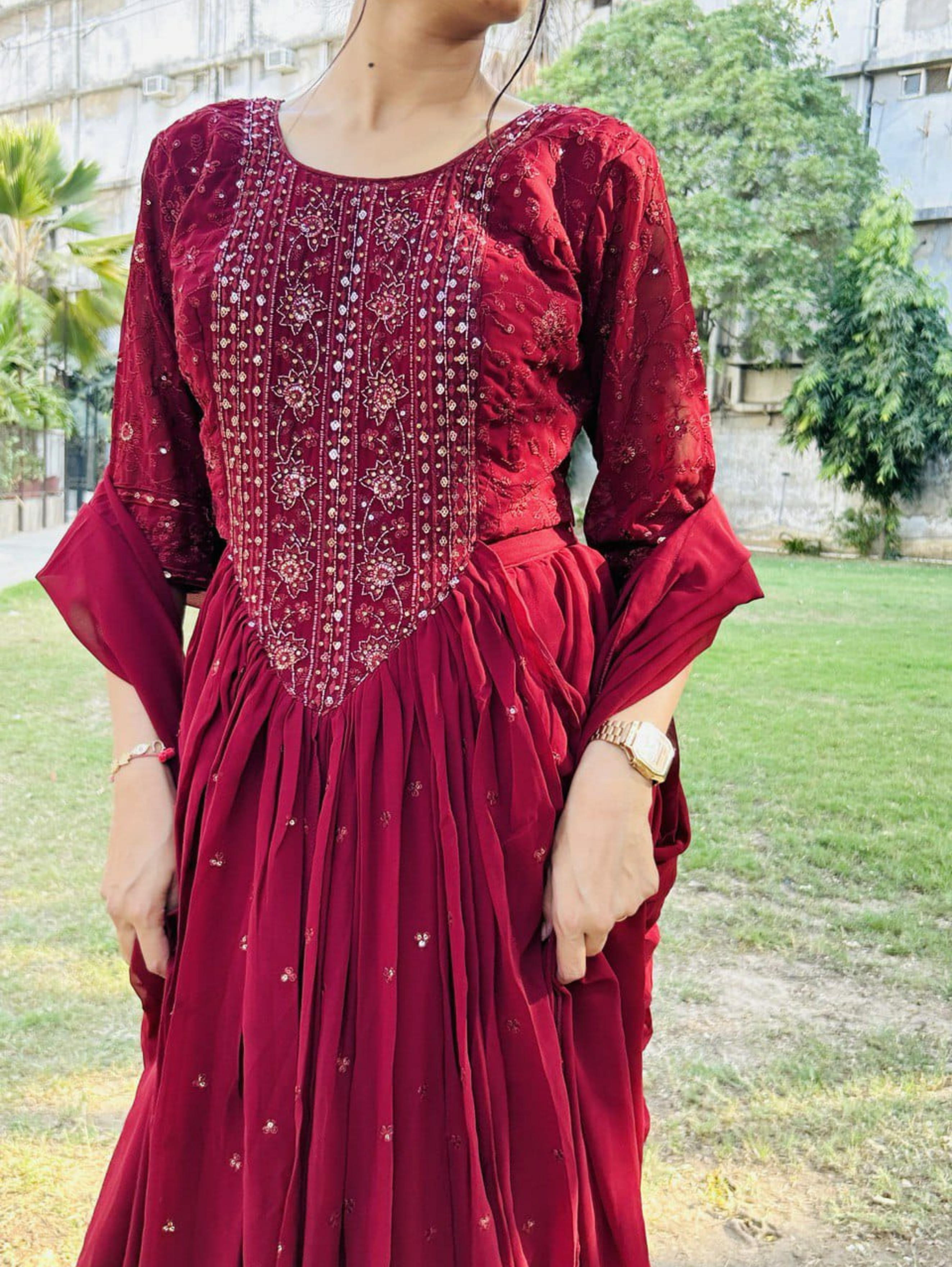 Image of Designer Georgette Traditional 3 Piece