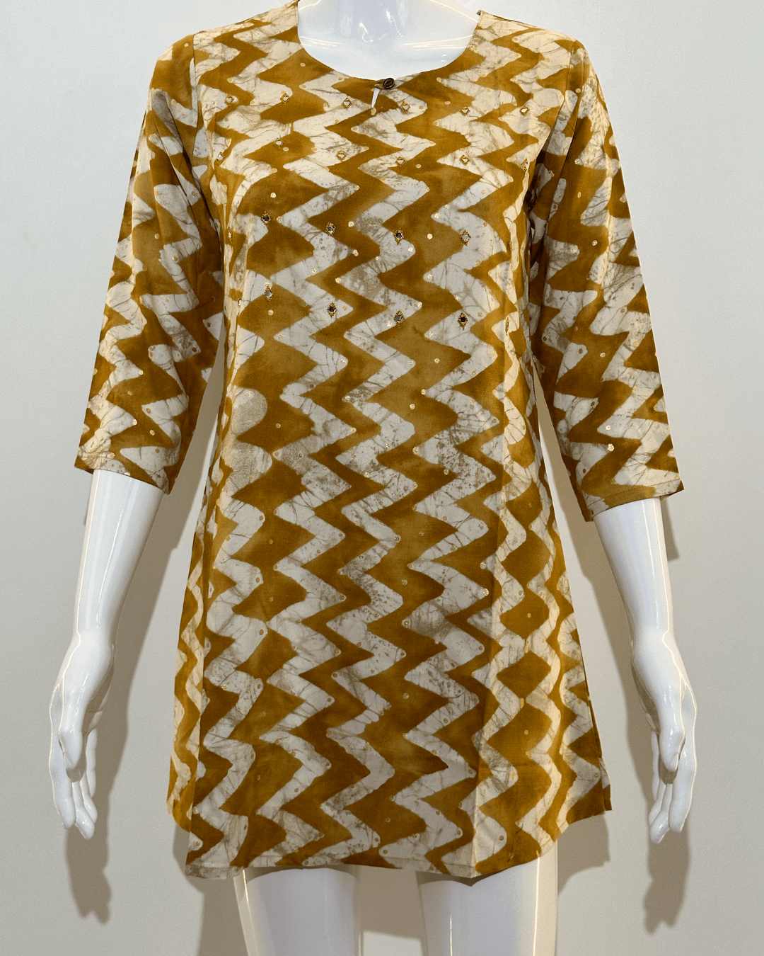 Pure Cotton Short Tunics with work - Brown Color