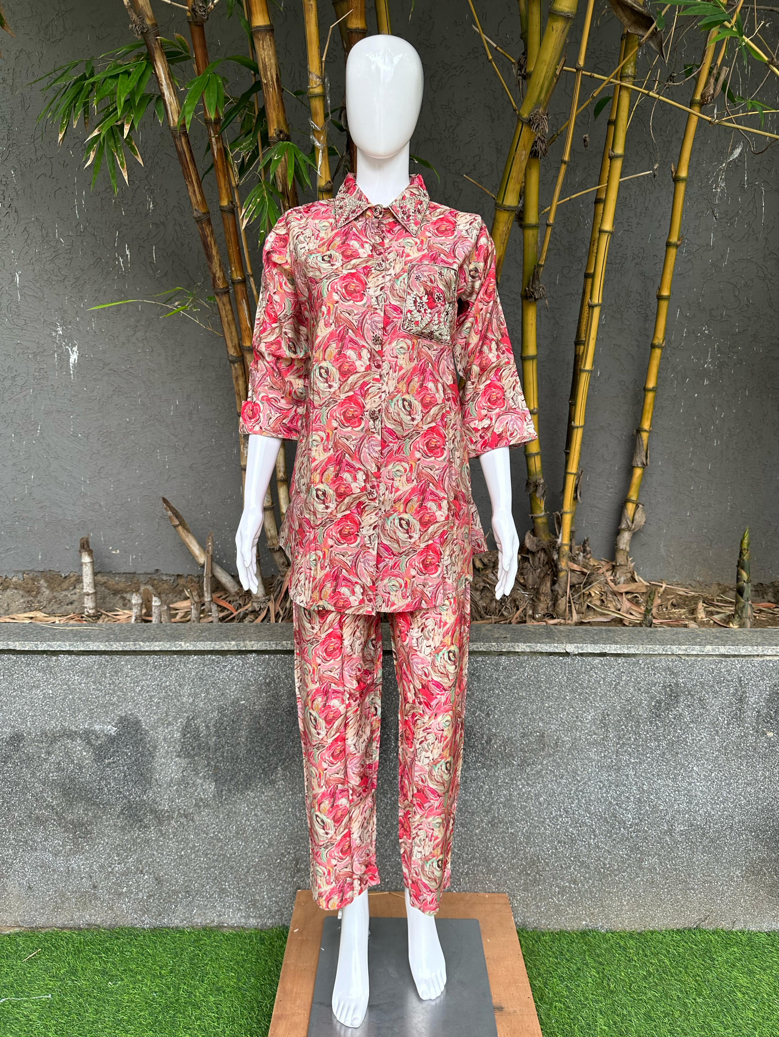 Image of Muslin with Complete Embroidery work