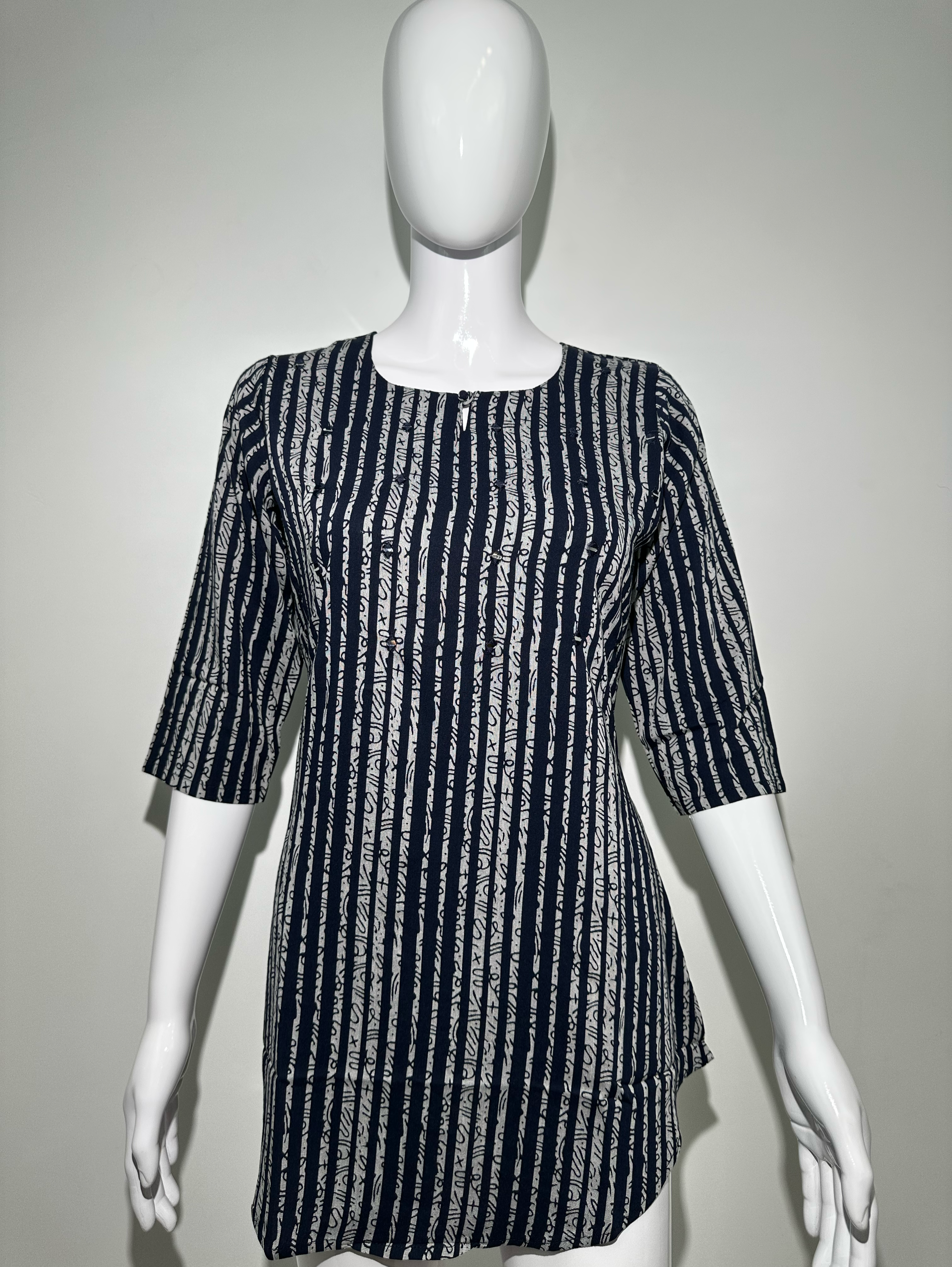 Image of Stripe Mirror work - Blue Tunic