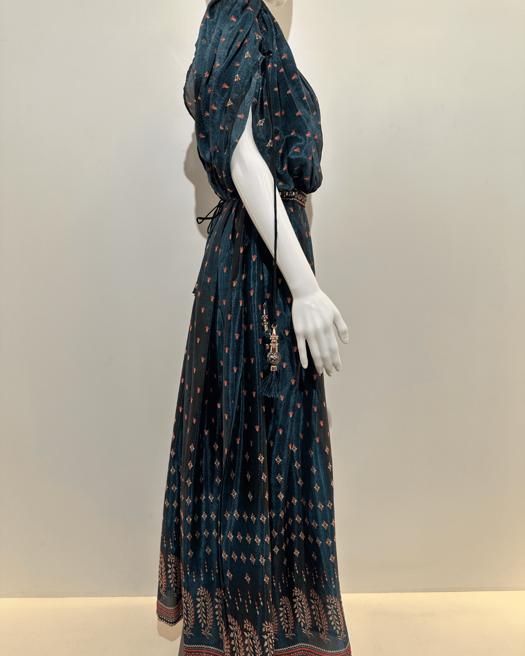 Image of Muslin Butterfly Design Gown with Belt