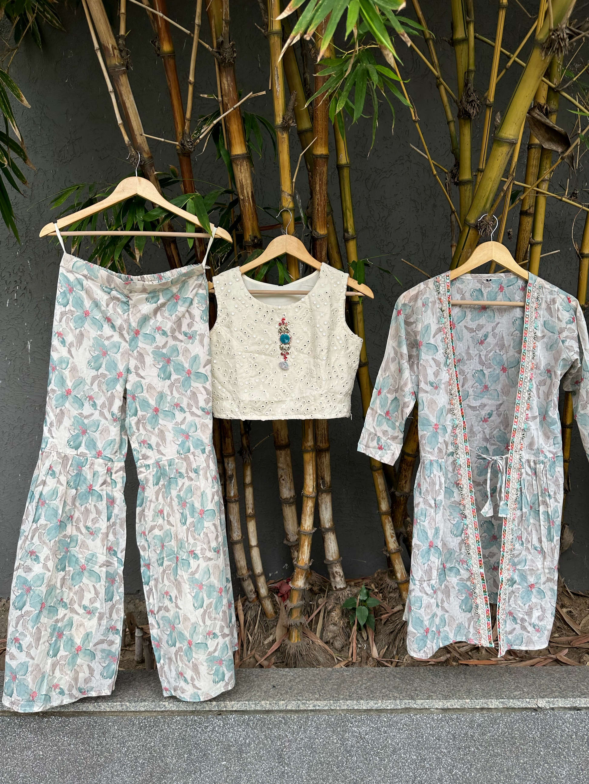 Designer Sharara Set with work - 3 Piece