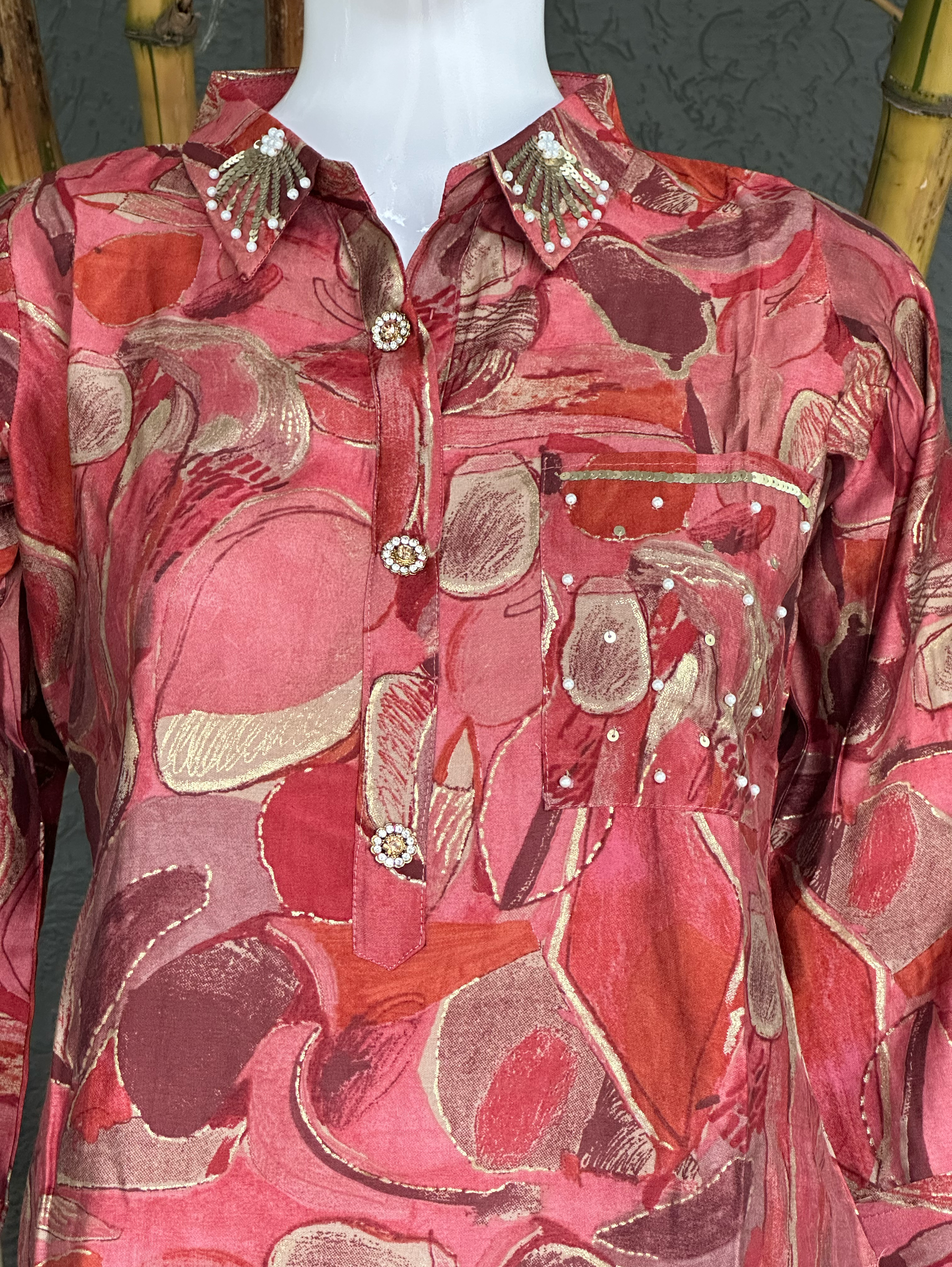 Image of Muslin with Collar and Pocket work Coords