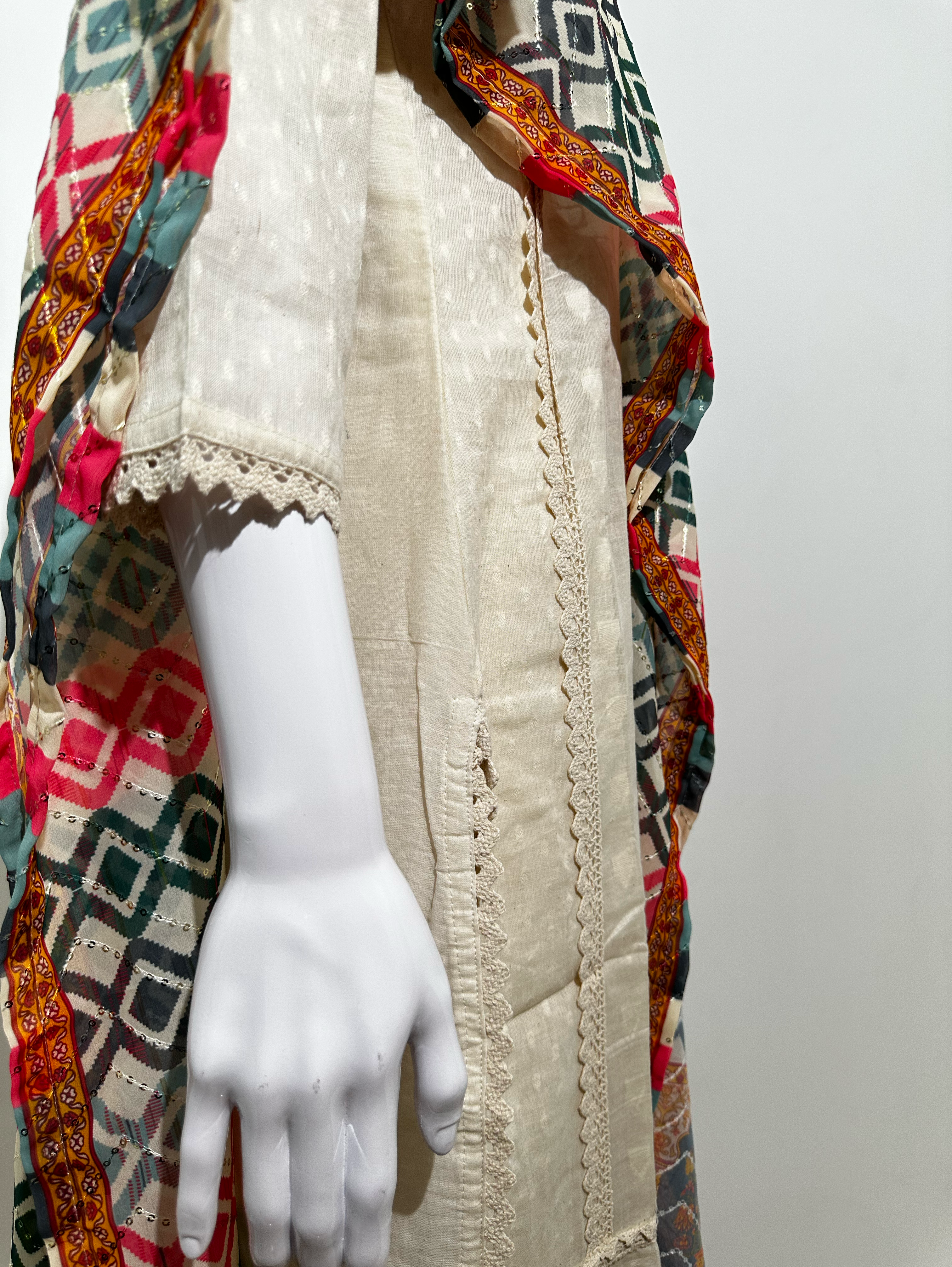 Image of Afghani Style Daman Thread work  - 3 Piece