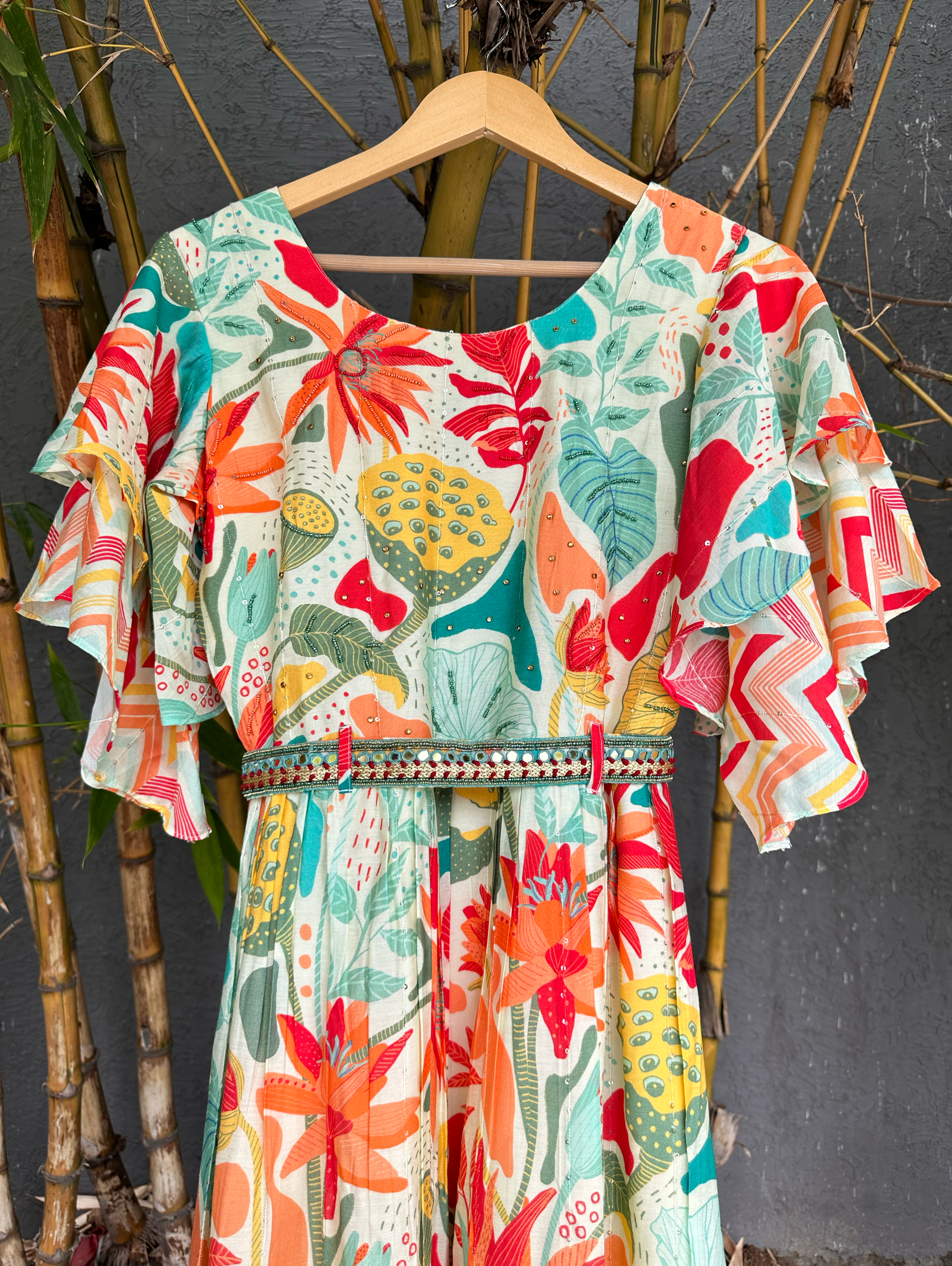 Image of Multicolor Muslin Jumpsuit with Sequence work