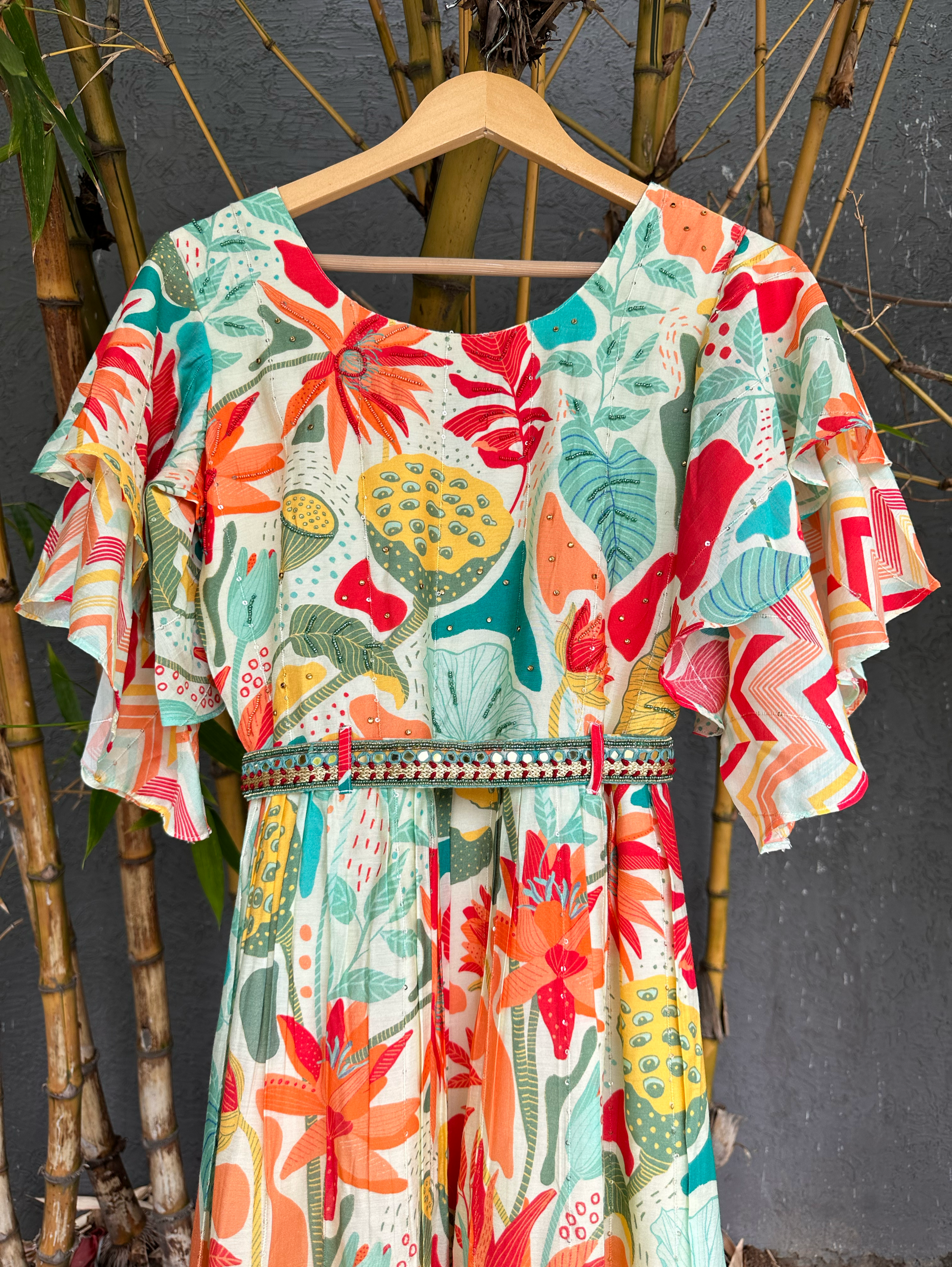 Multicolor Muslin Jumpsuit with Sequence work