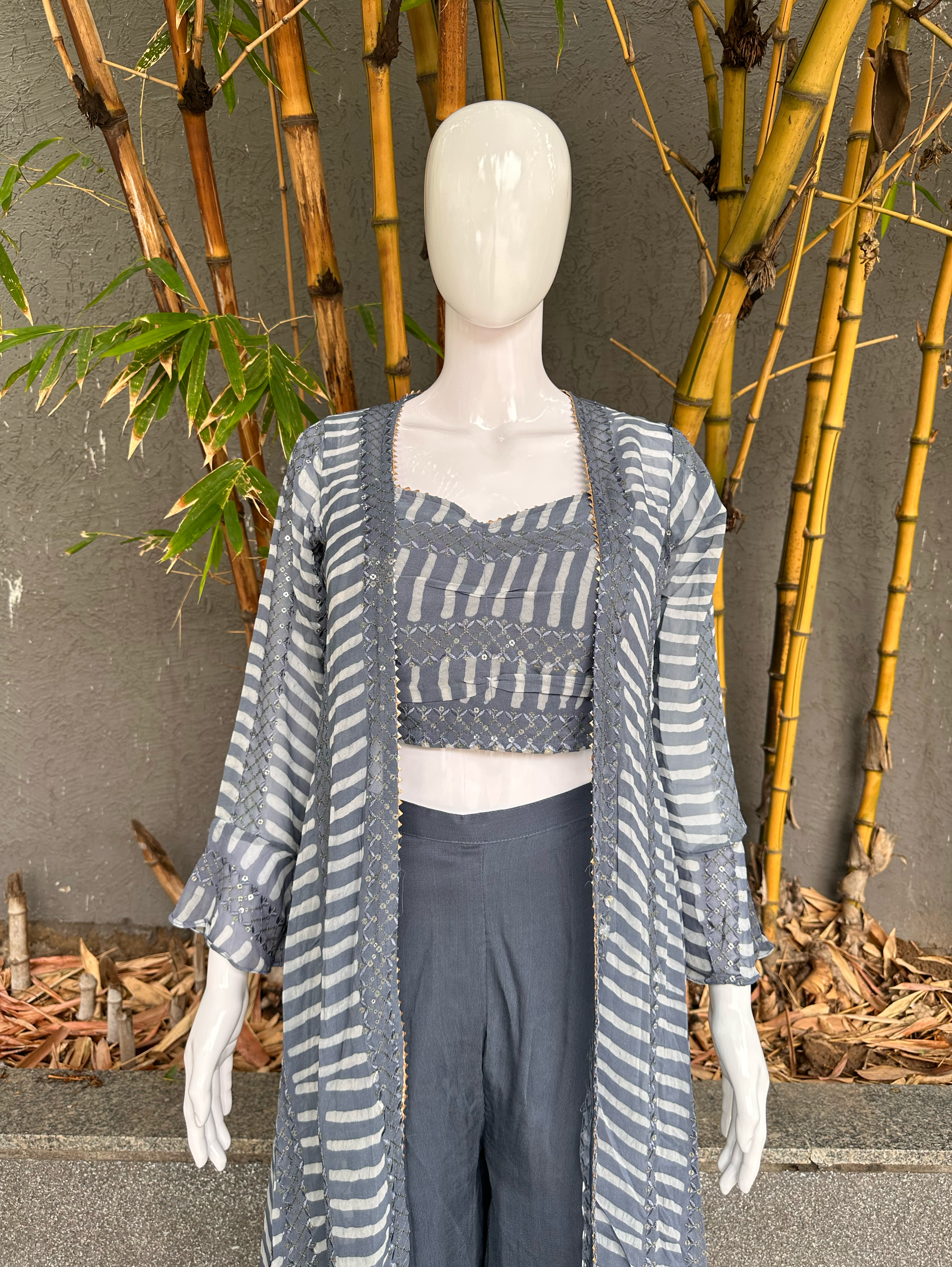 Image of Broad Plazzo Set with work and Seprate Shrug - 3 Piece