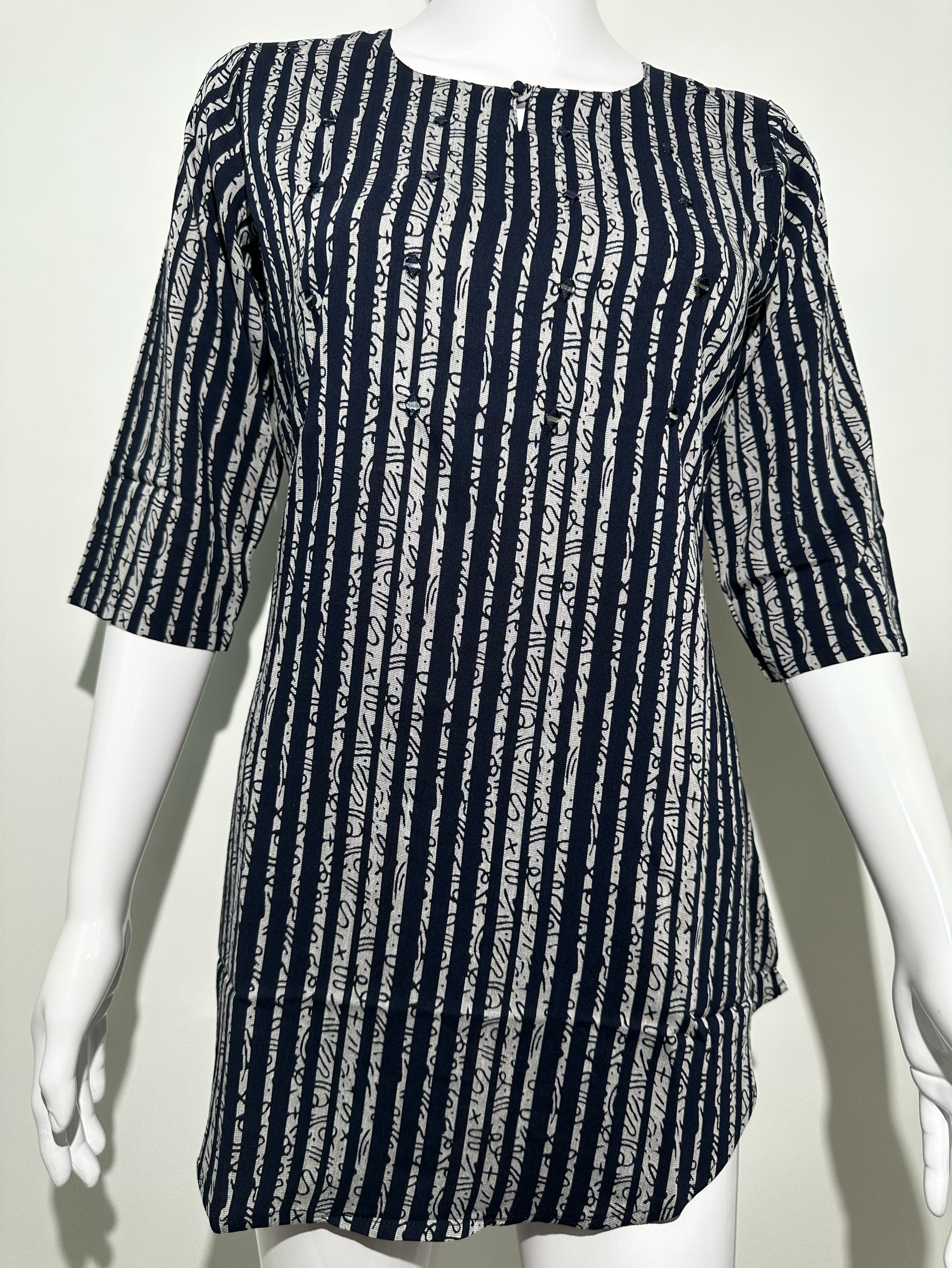 Stripe Mirror work - Blue Tunic