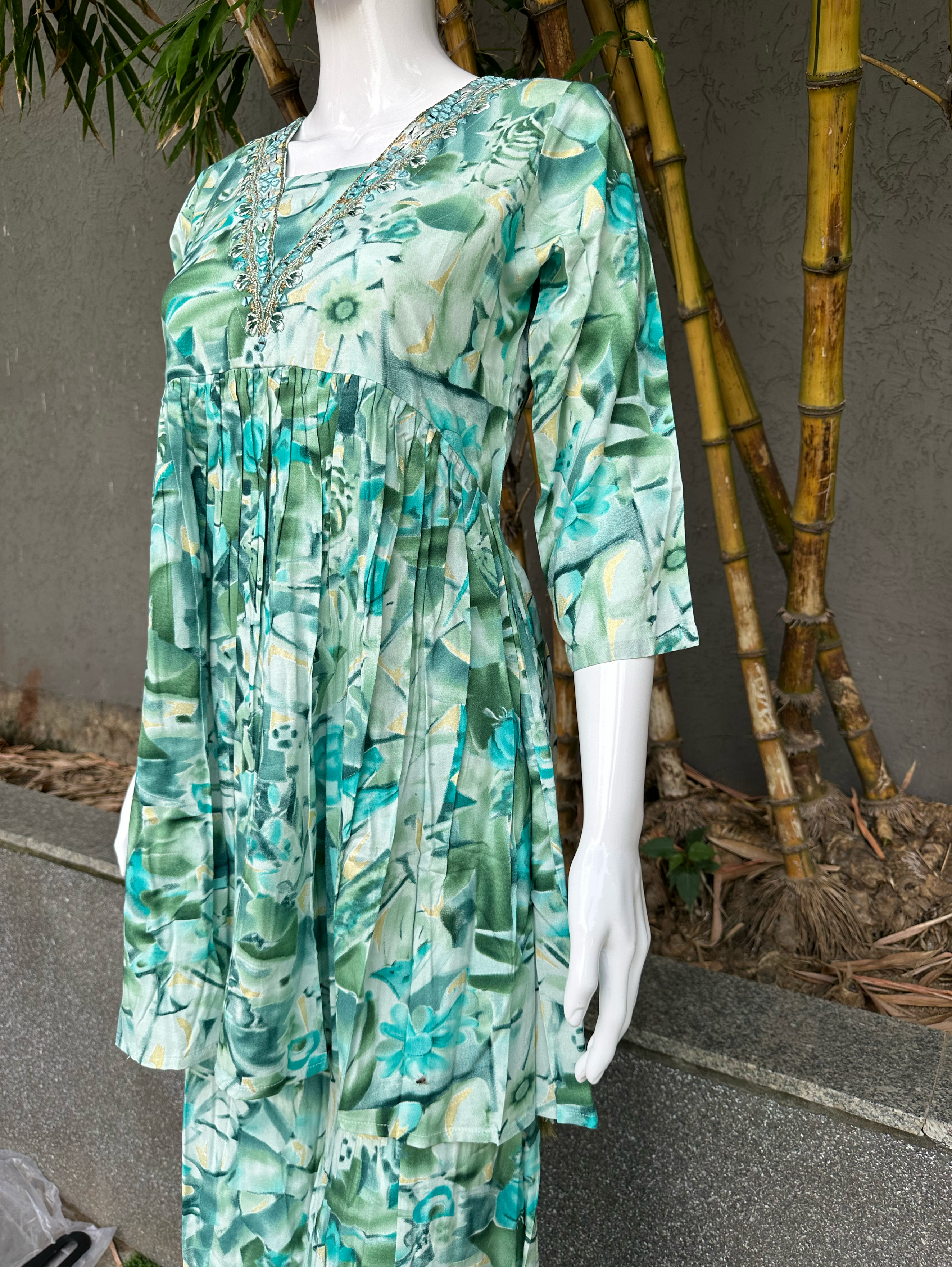 Rayon V Neck Bell Bottom Style Coords