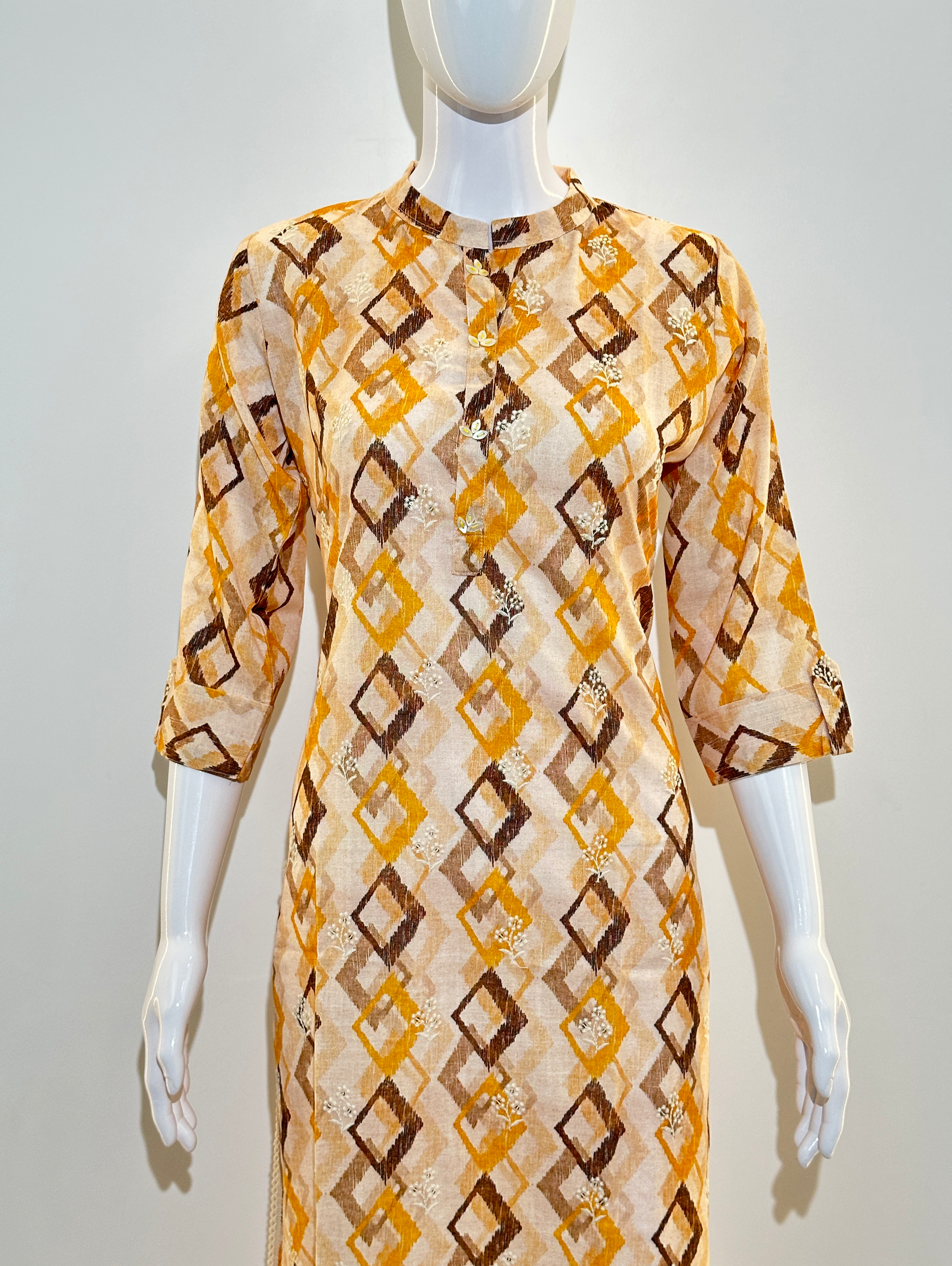 Cotton Straight Kurti with Embroidary Sequence work