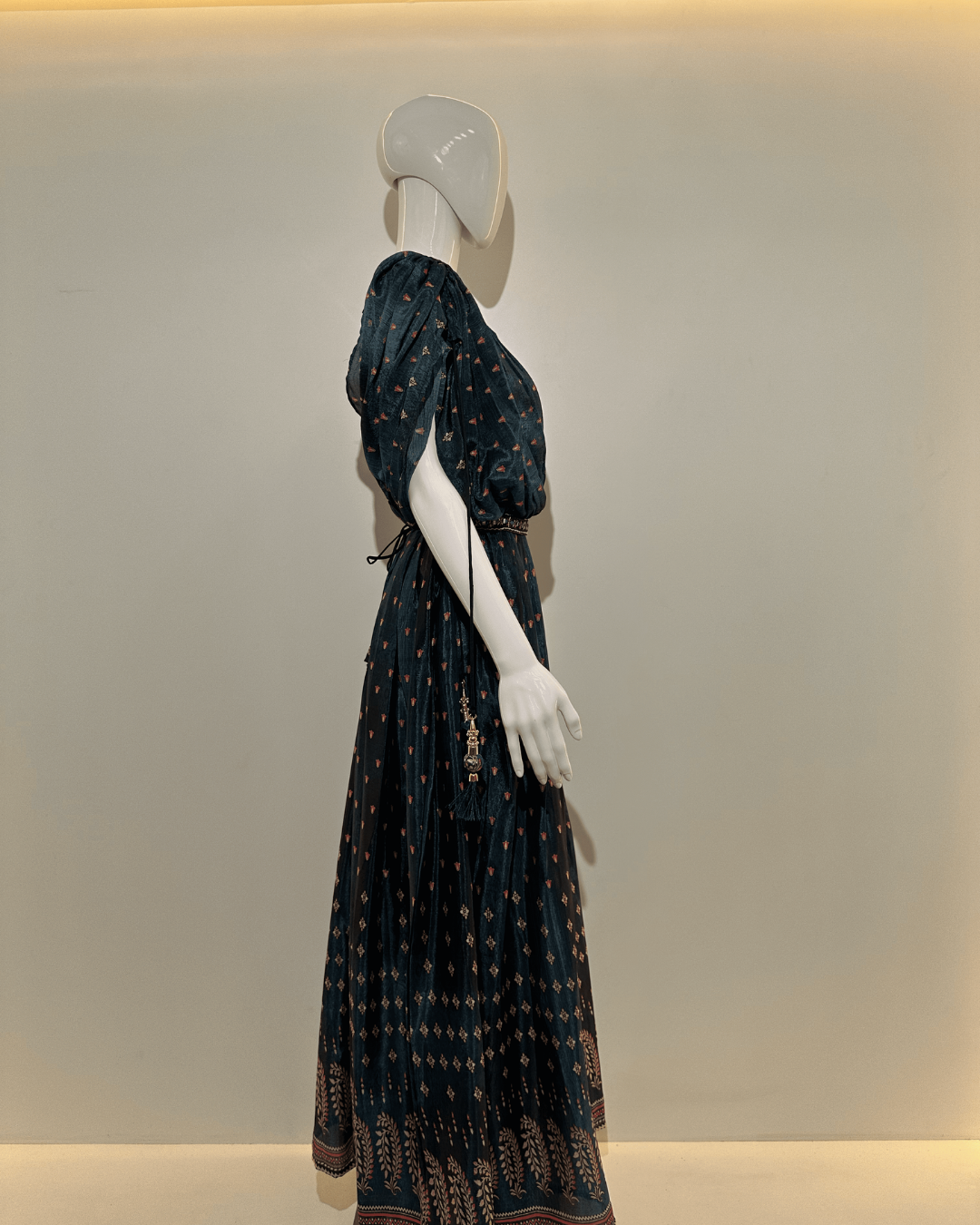 Image of Muslin Butterfly Design Gown with Belt