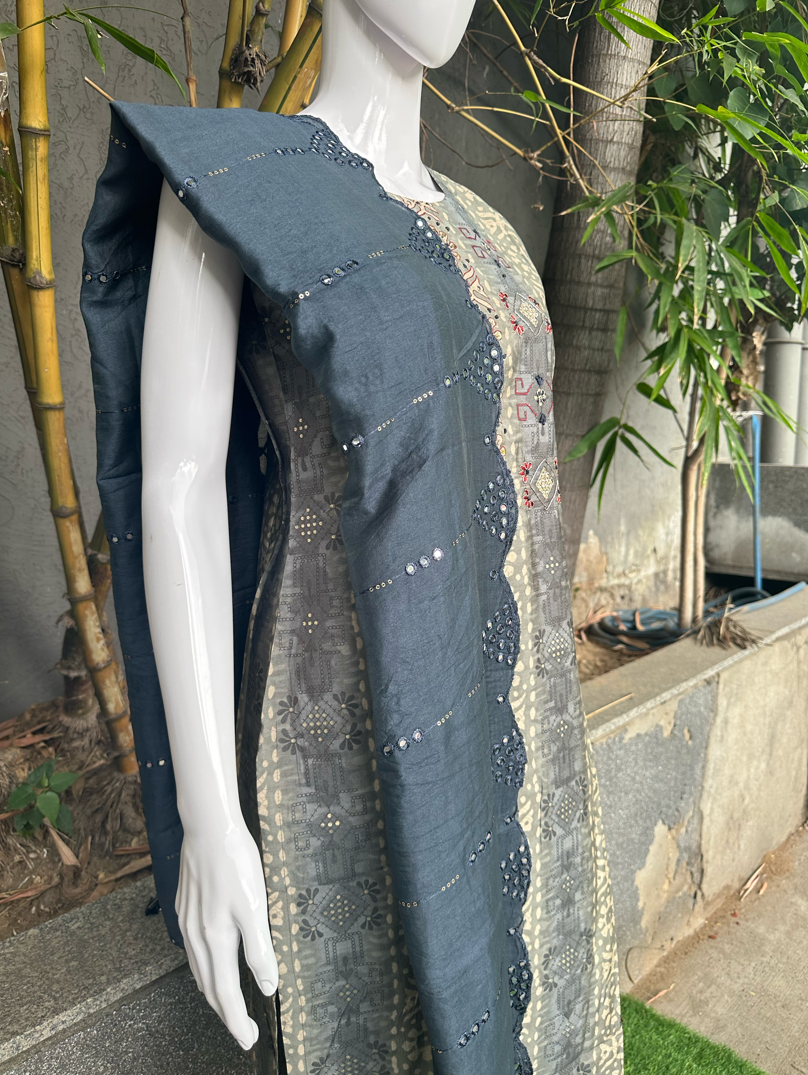 Image of Modal Print Embroidery work - 3 Piece