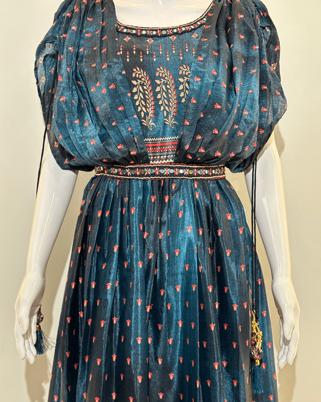Image of Muslin Butterfly Design Gown with Belt