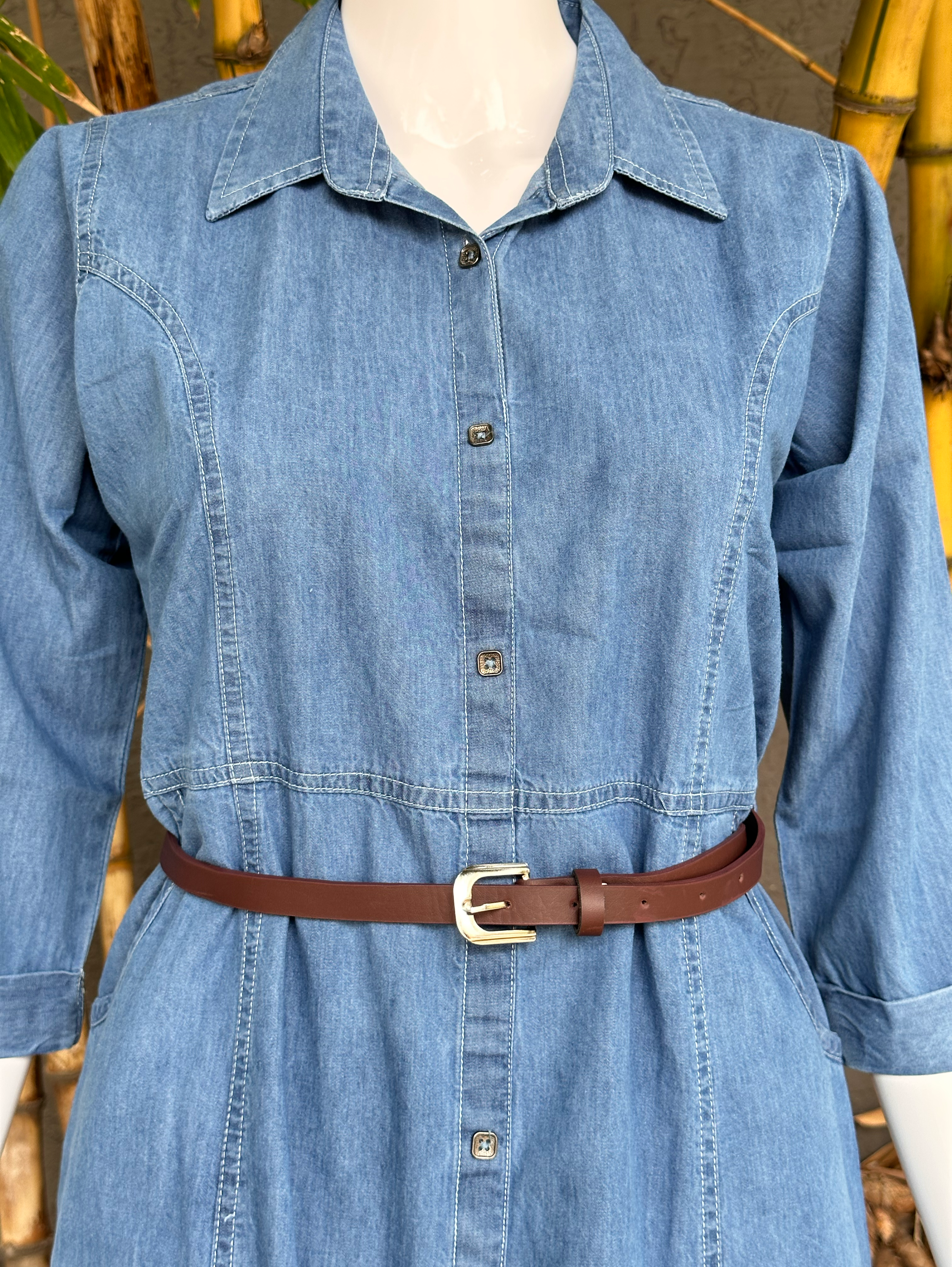 Image of Denim Cut Blue Kurti - with Belt