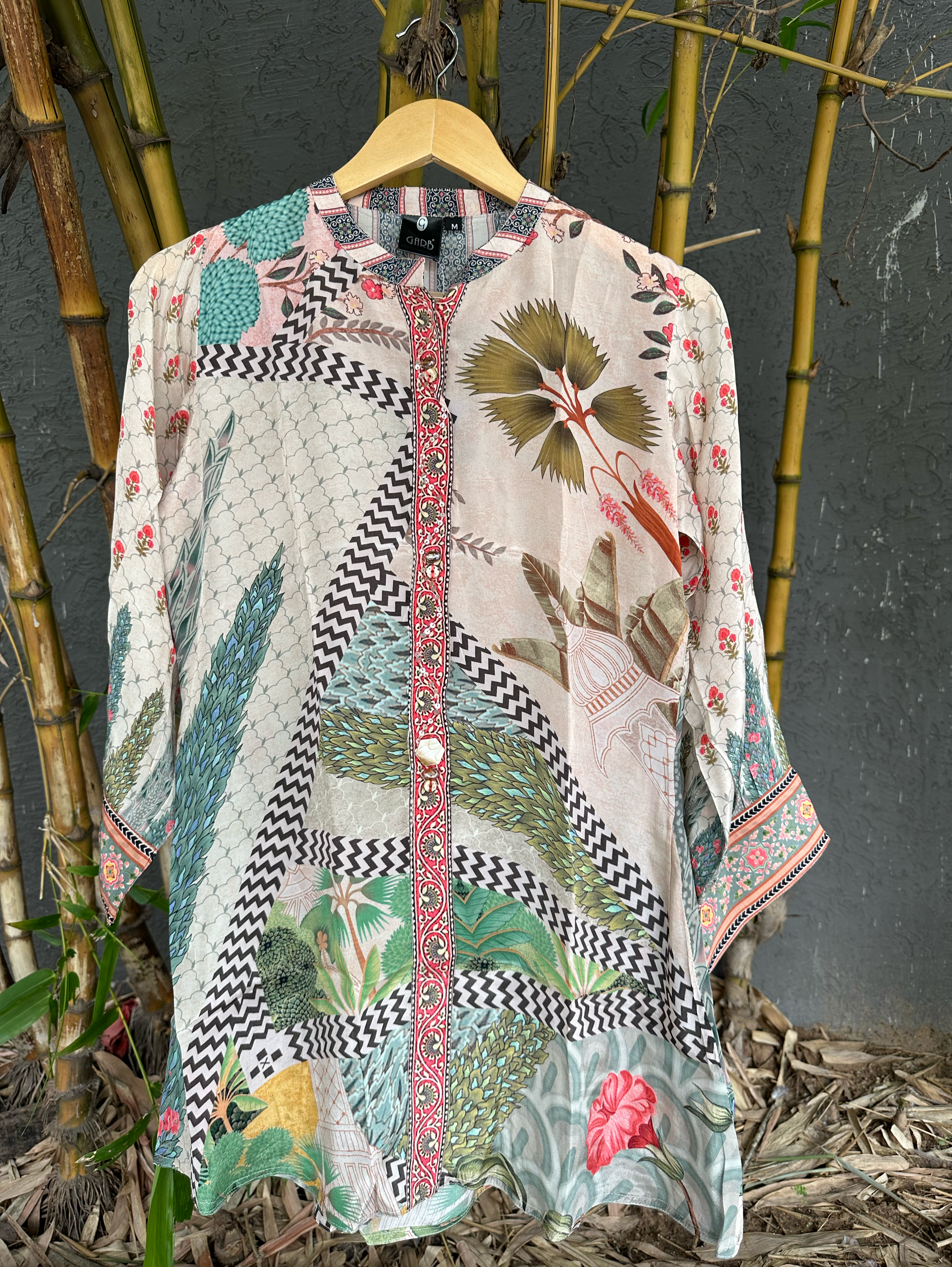 Image of Muslin Print Tunics with Embroidery work