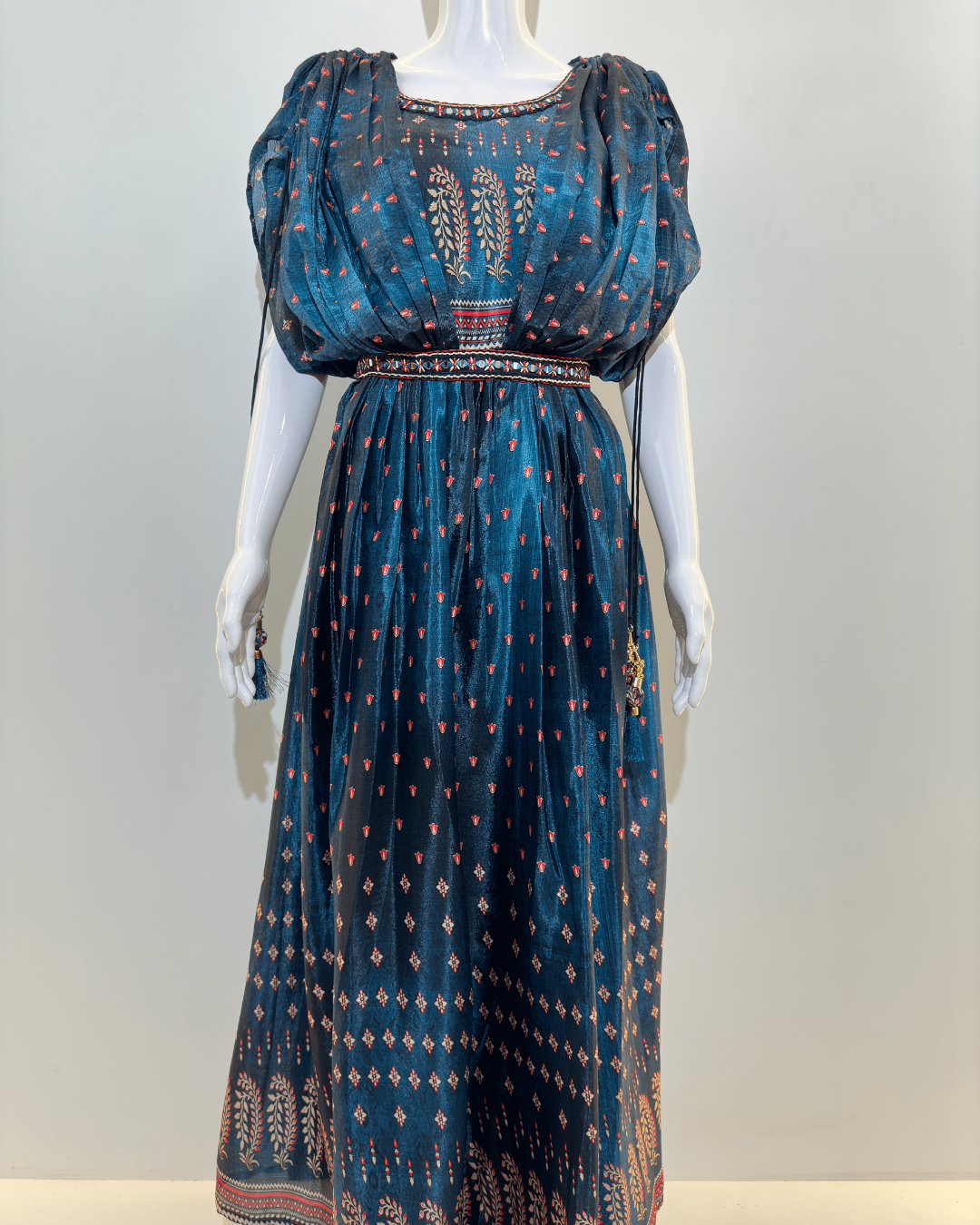 Image of Muslin Butterfly Design Gown with Belt