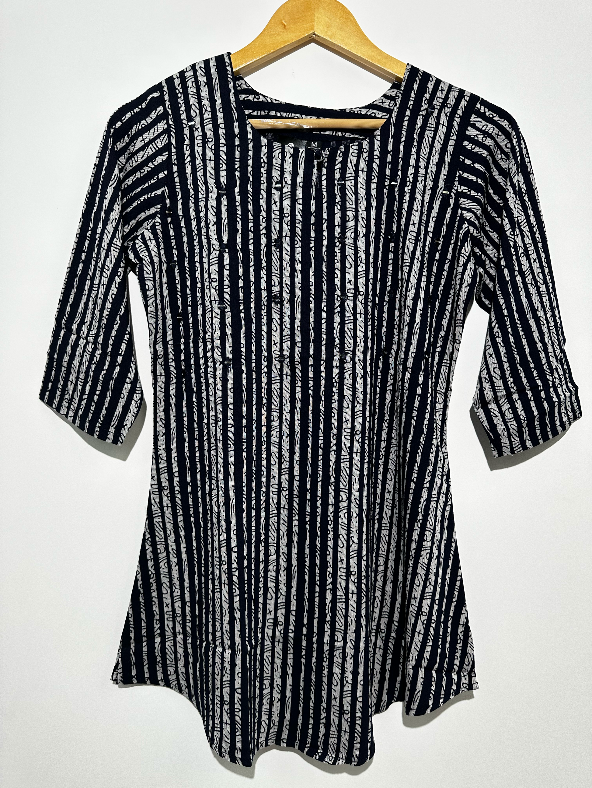 Stripe Mirror work - Blue Tunic