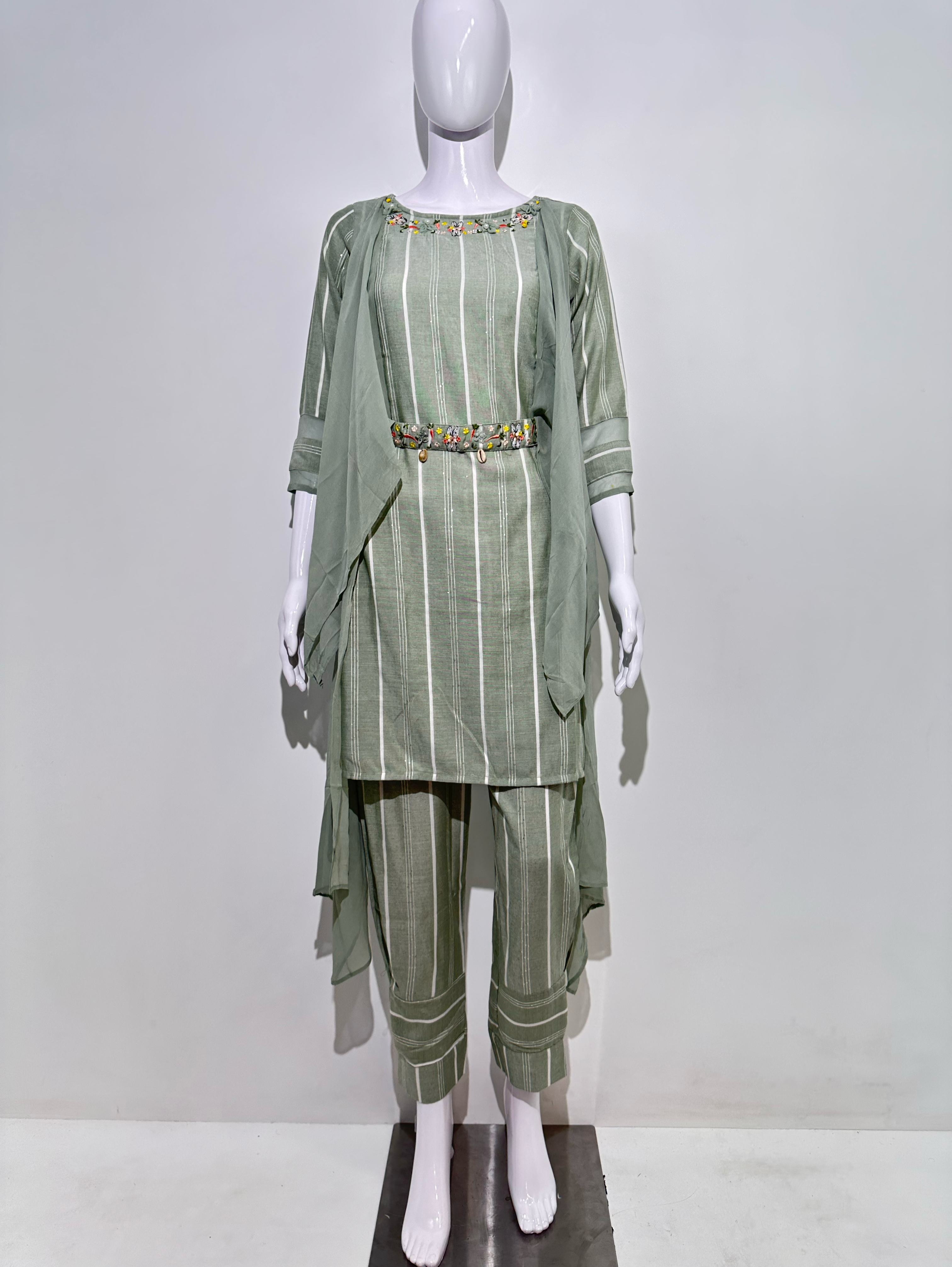 Image of Rayon Different cuts with Embroidery and belt work