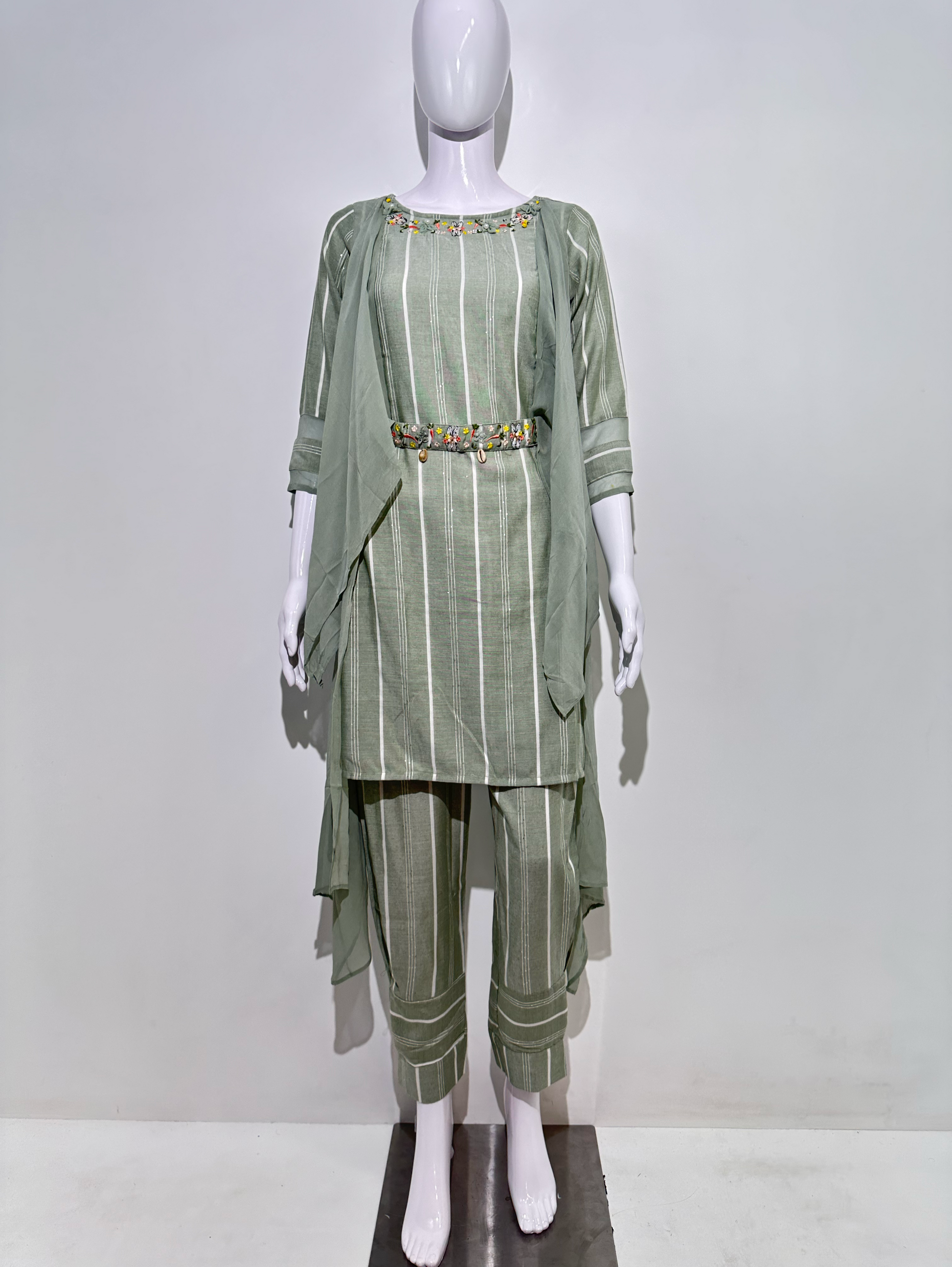 Rayon Different cuts with Embroidery and belt work