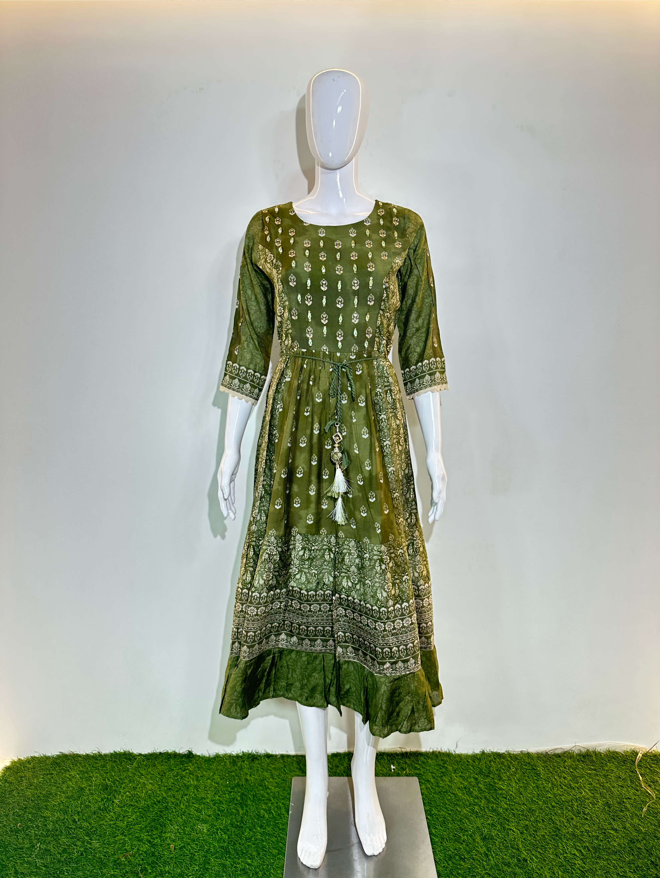Image of Muslin Dress with work - 3 Patterns