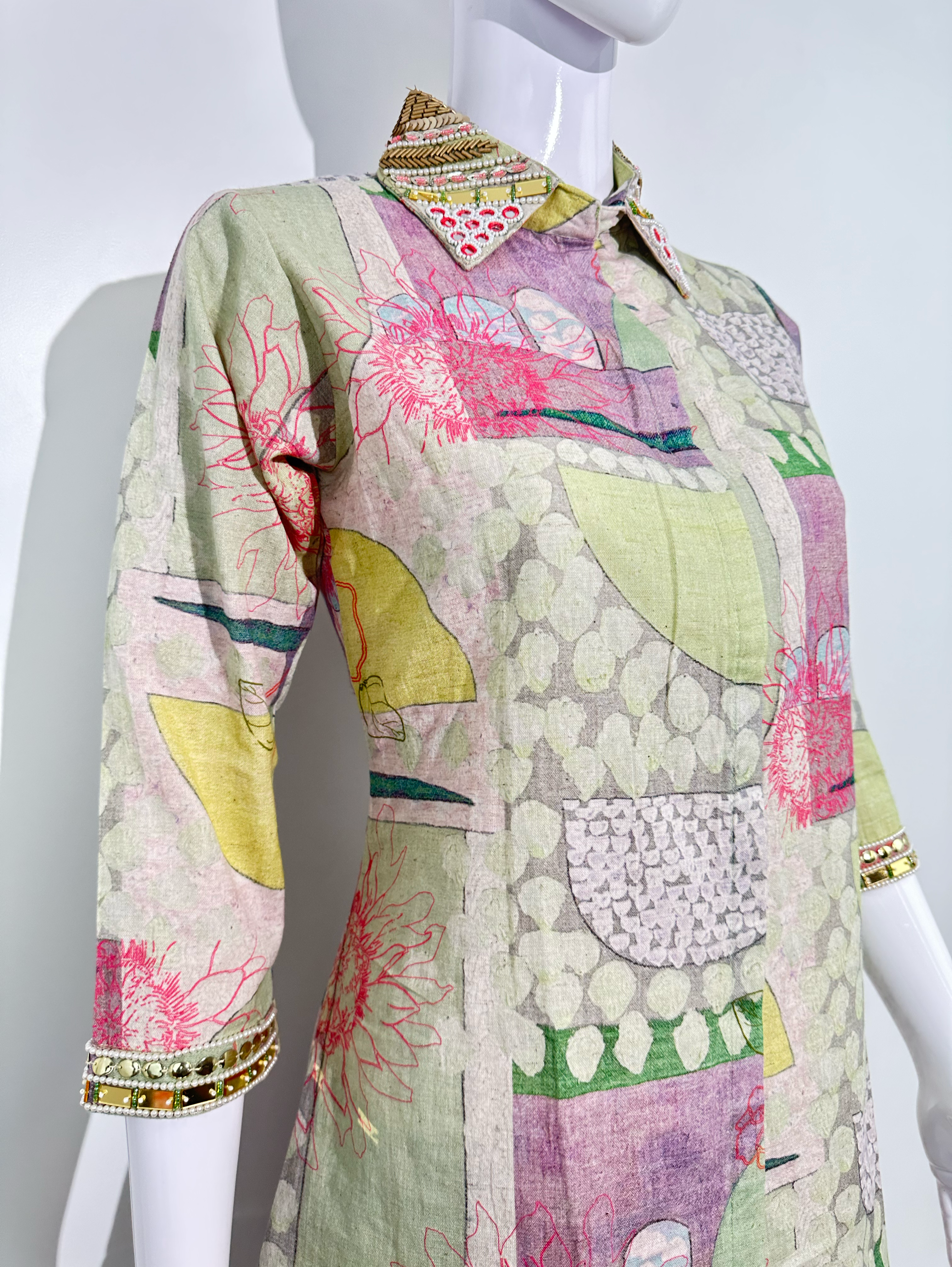 Image of Linen Cotton with Complete Embroidery Coords