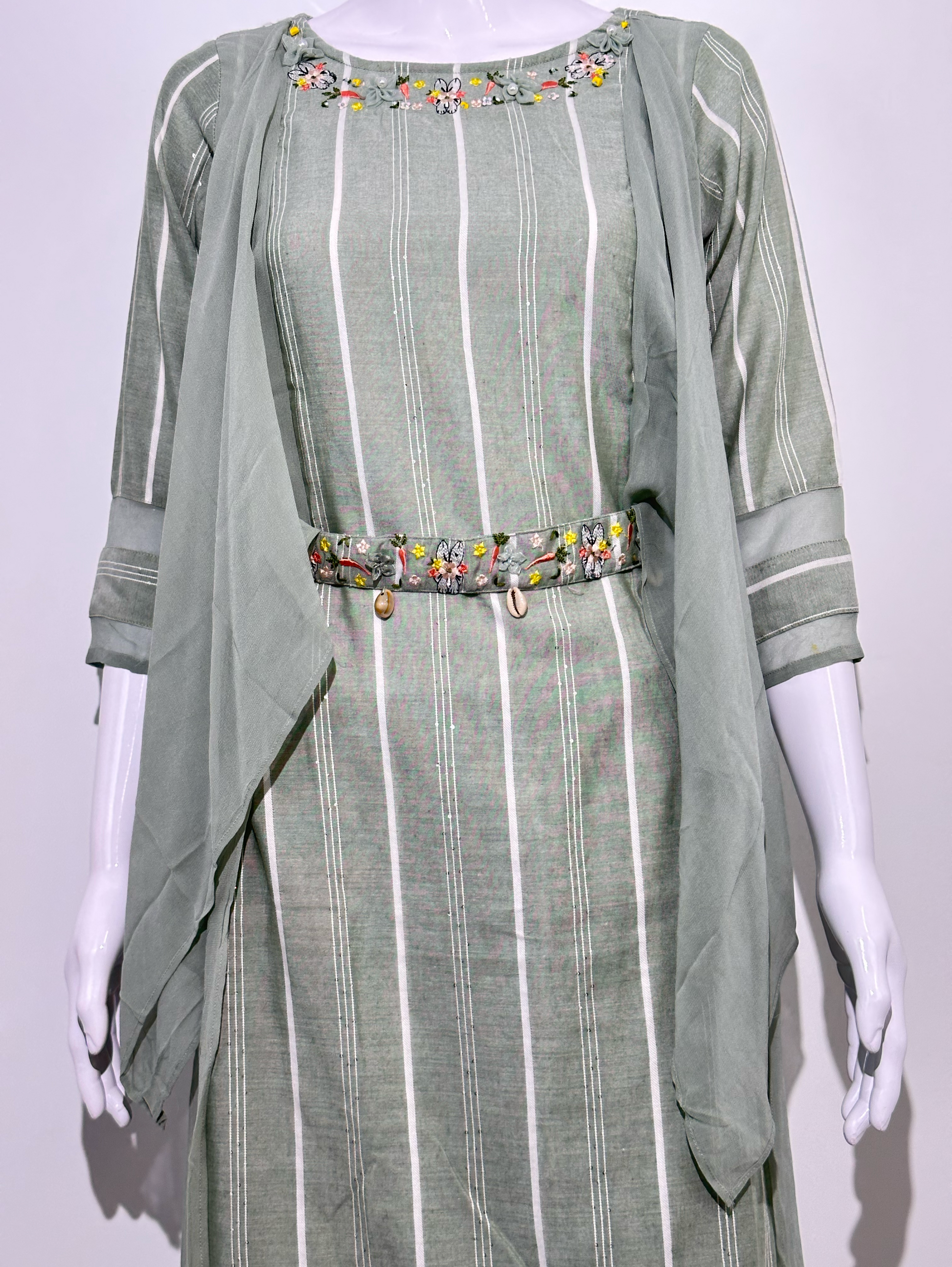 Rayon Different cuts with Embroidery and belt work