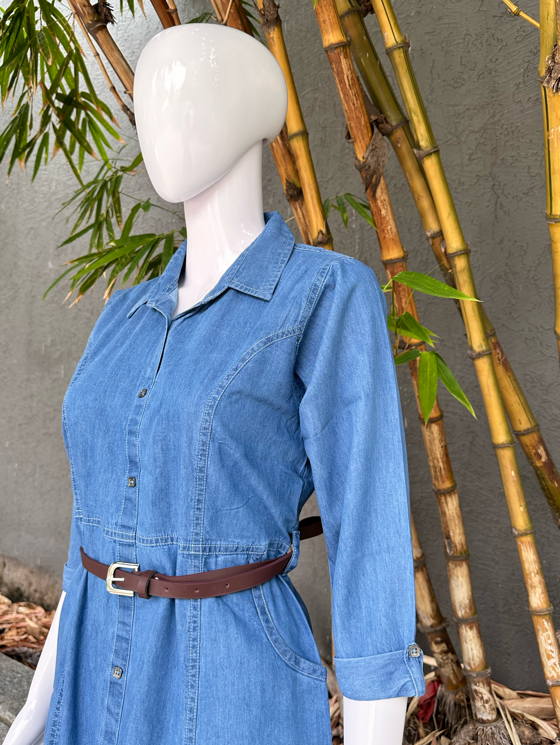 Denim Cut Blue Kurti - with Belt