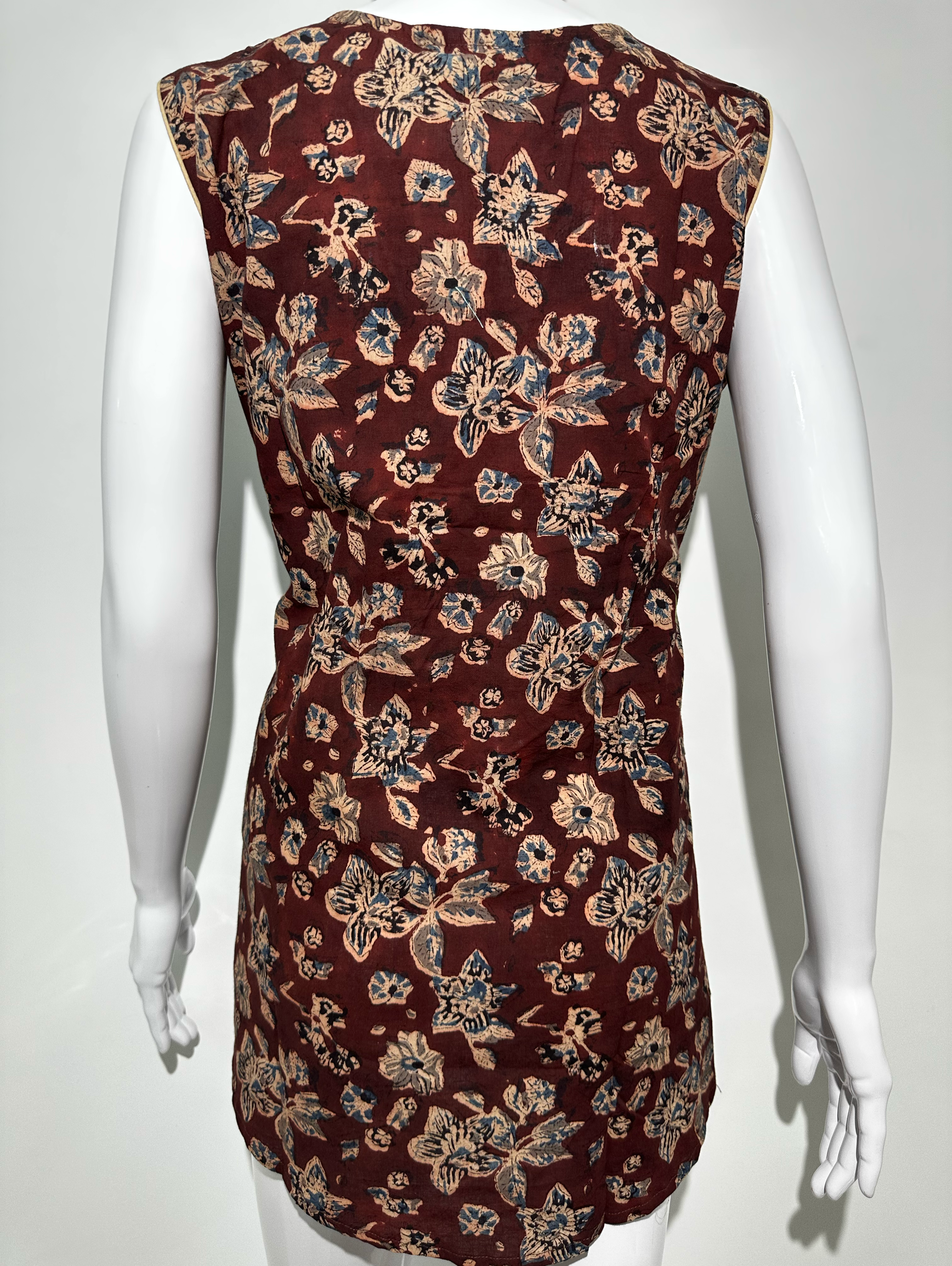 Image of Cotton Embroidery V  Neck Tunic (Sleeves Attached Inside)