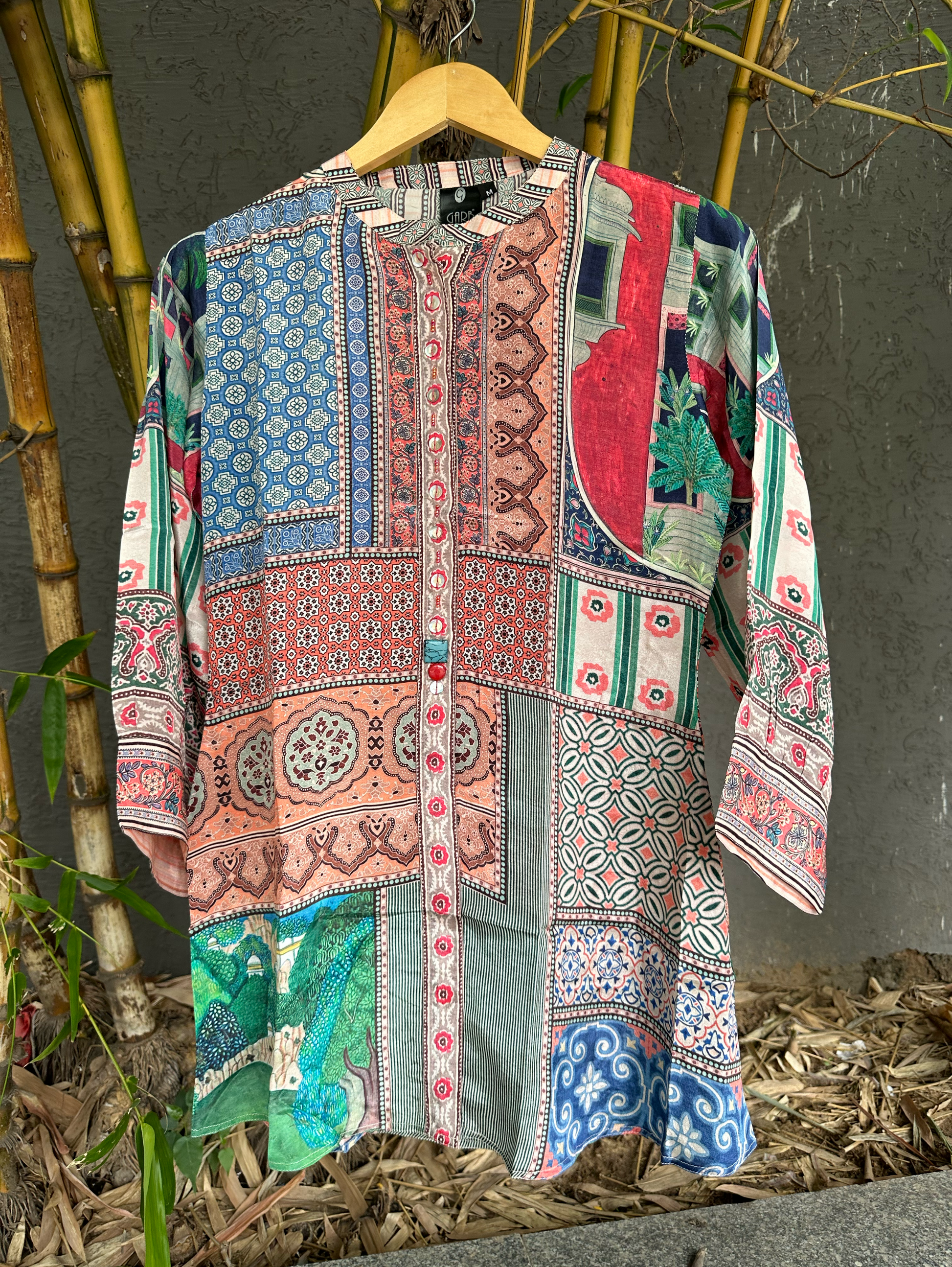 Muslin Print Tunics with Stand Patti Embroidery work