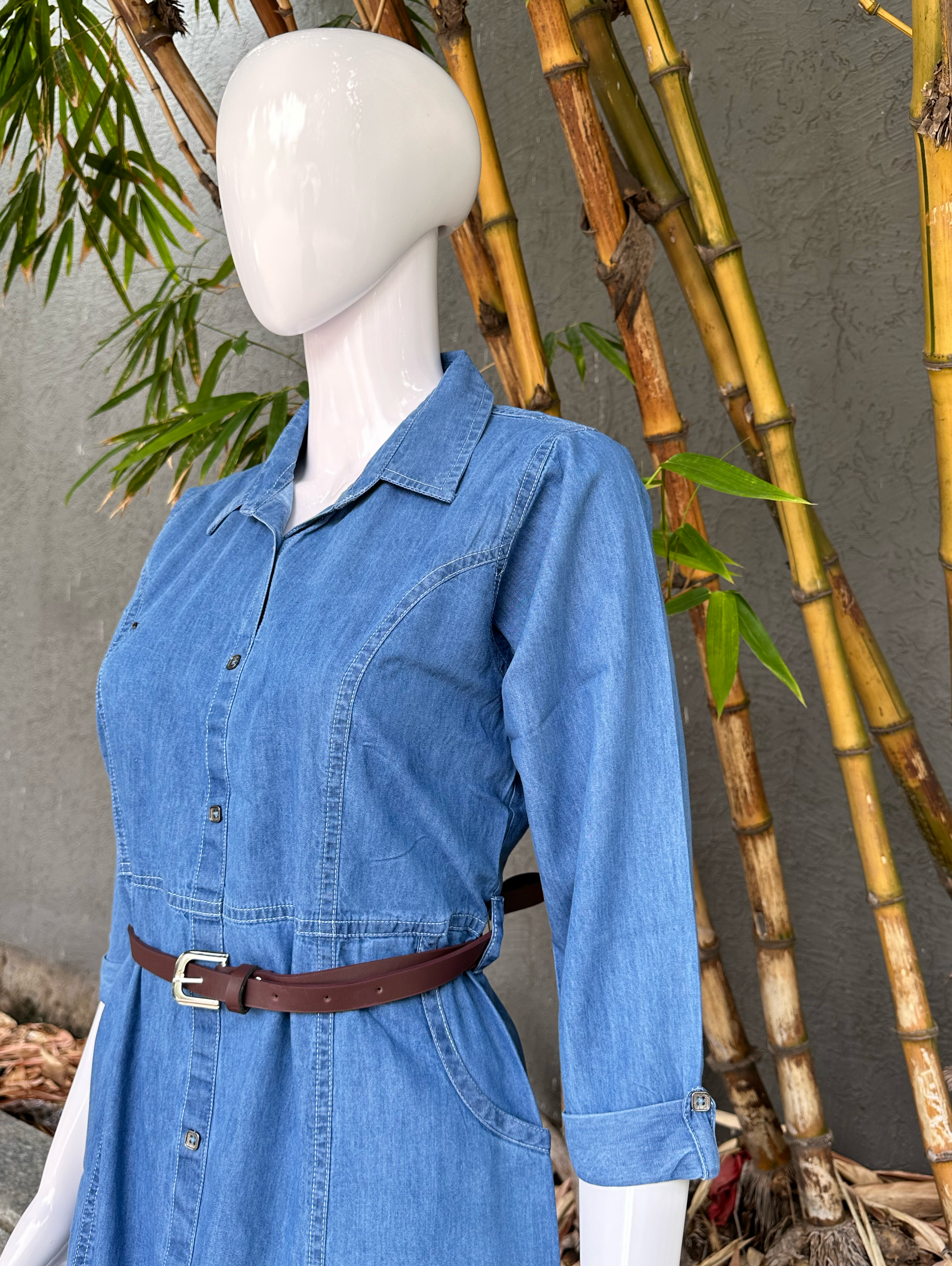 Denim Cut Blue Kurti - with Belt