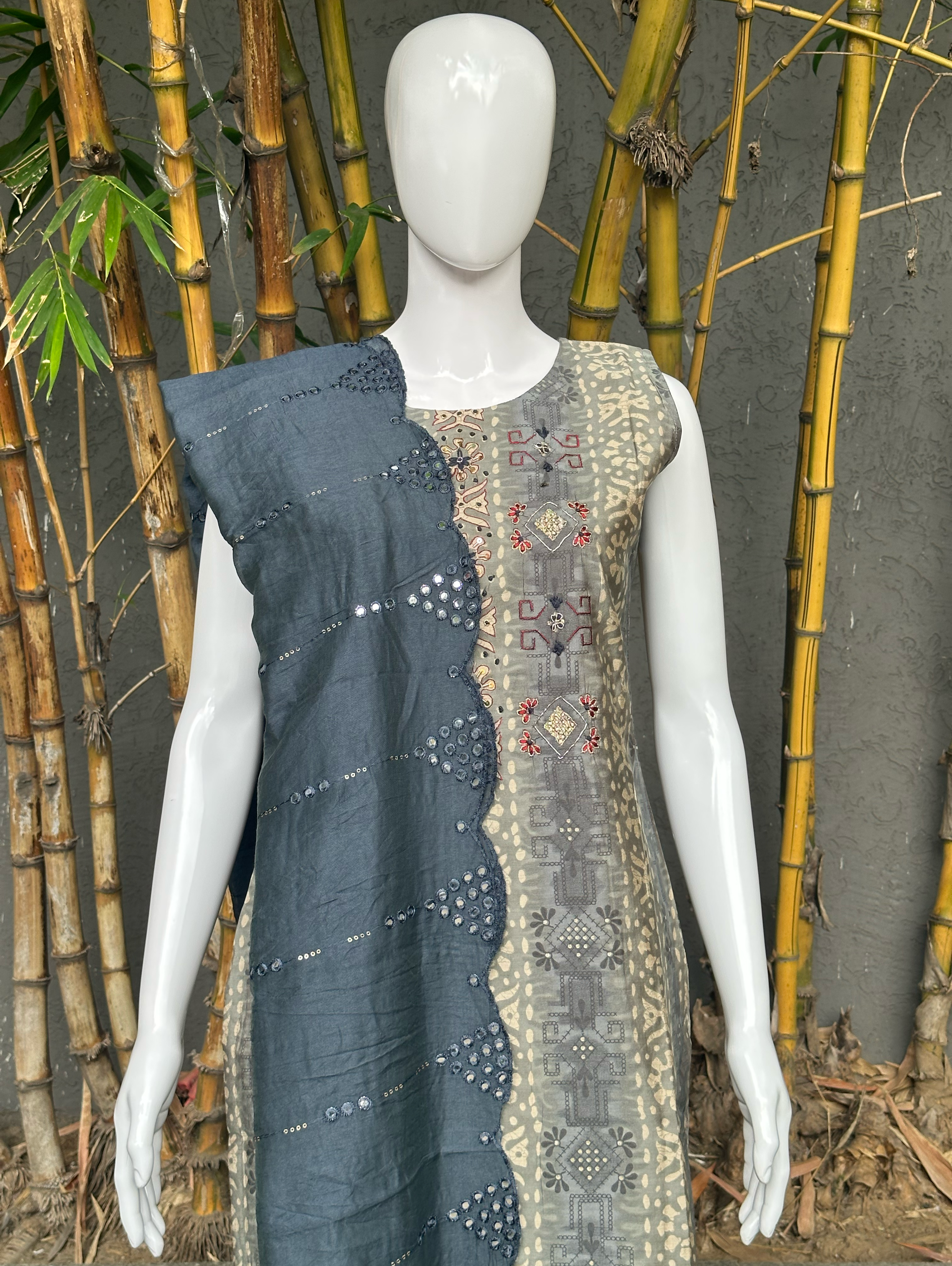 Modal Print Embroidery work - 3 Piece