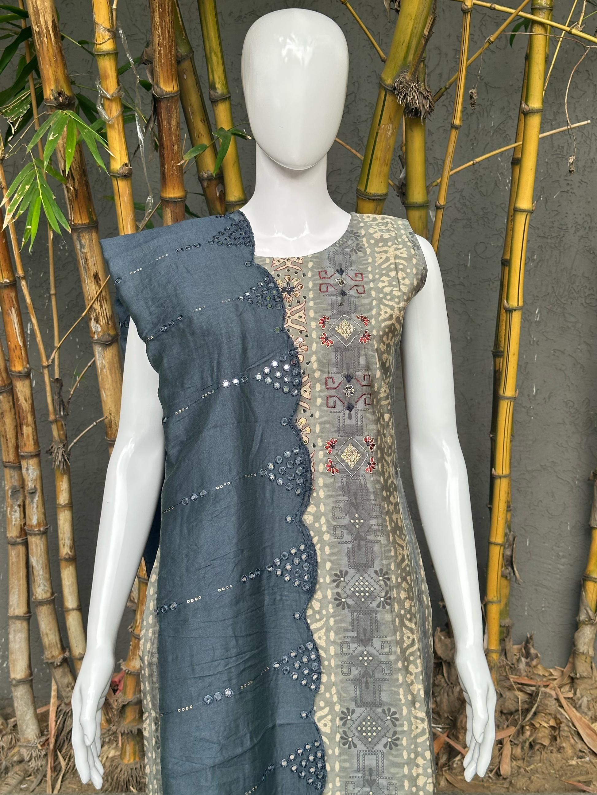 Modal Print Embroidery work - 3 Piece