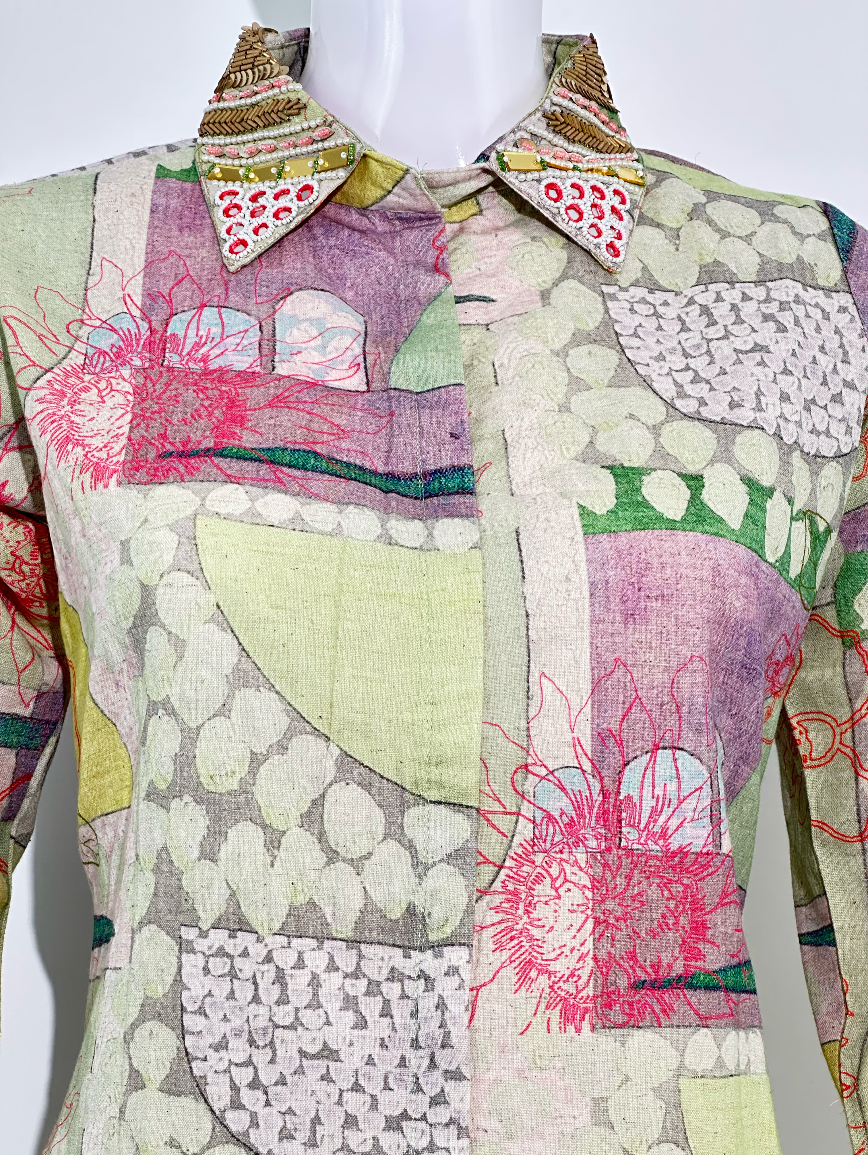Image of Linen Cotton with Complete Embroidery Coords