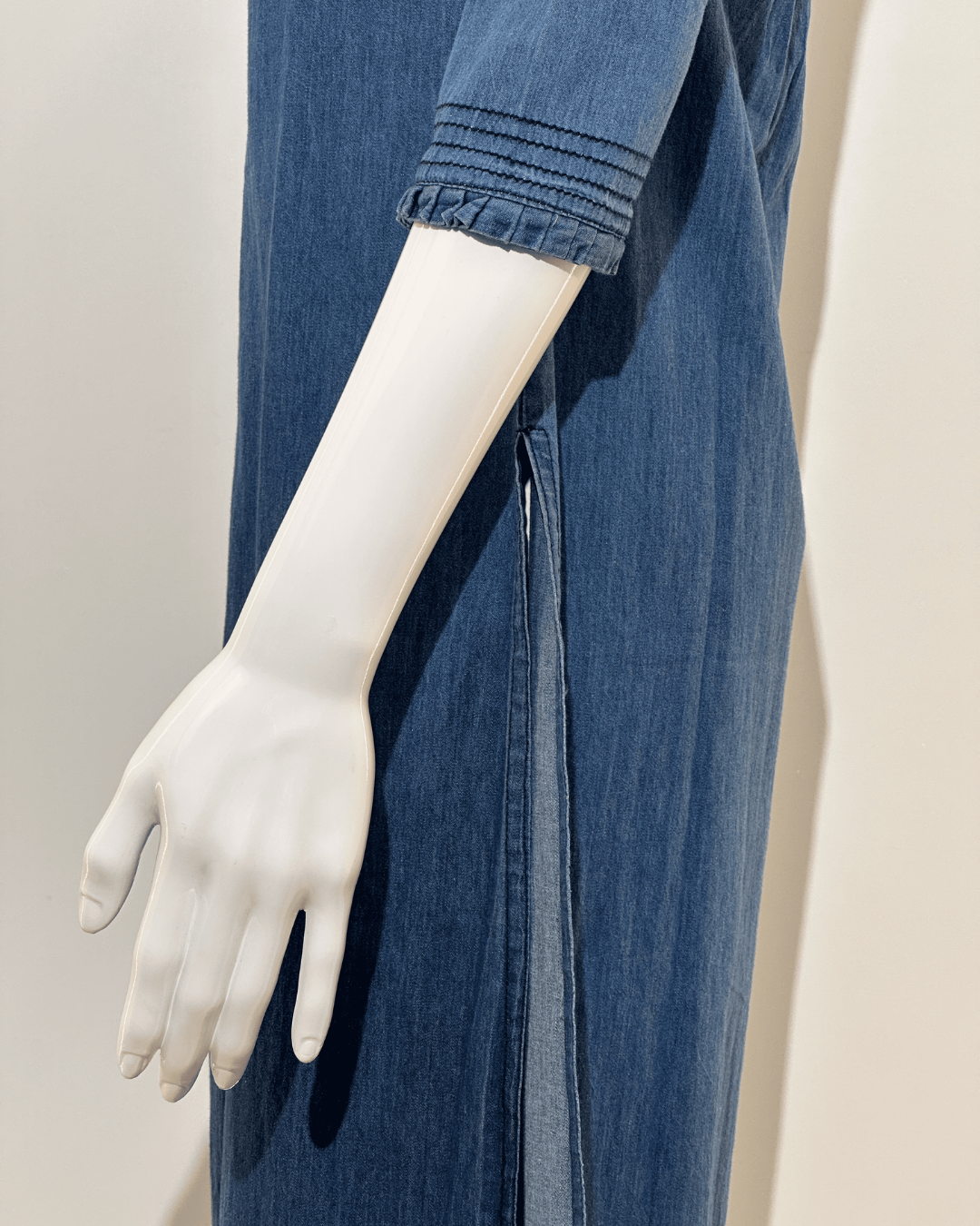 Denim Dress with Embroidery and Unique Cuts