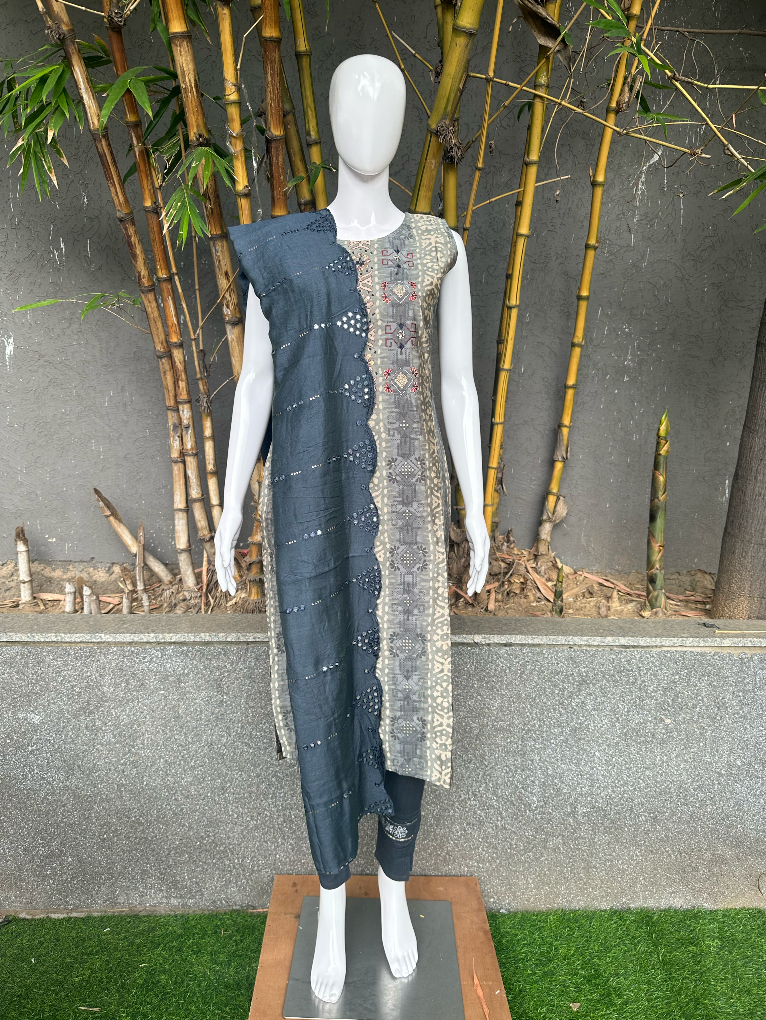 Image of Modal Print Embroidery work - 3 Piece