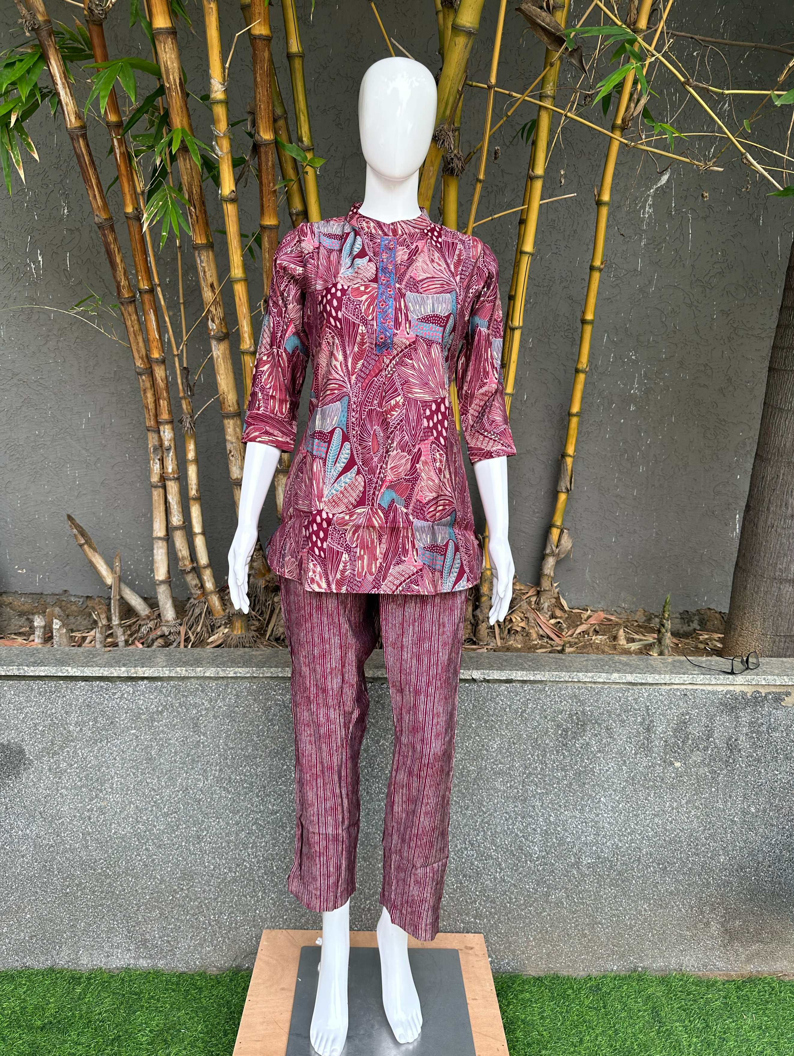 Image of Muslin Foil Print Coords with work