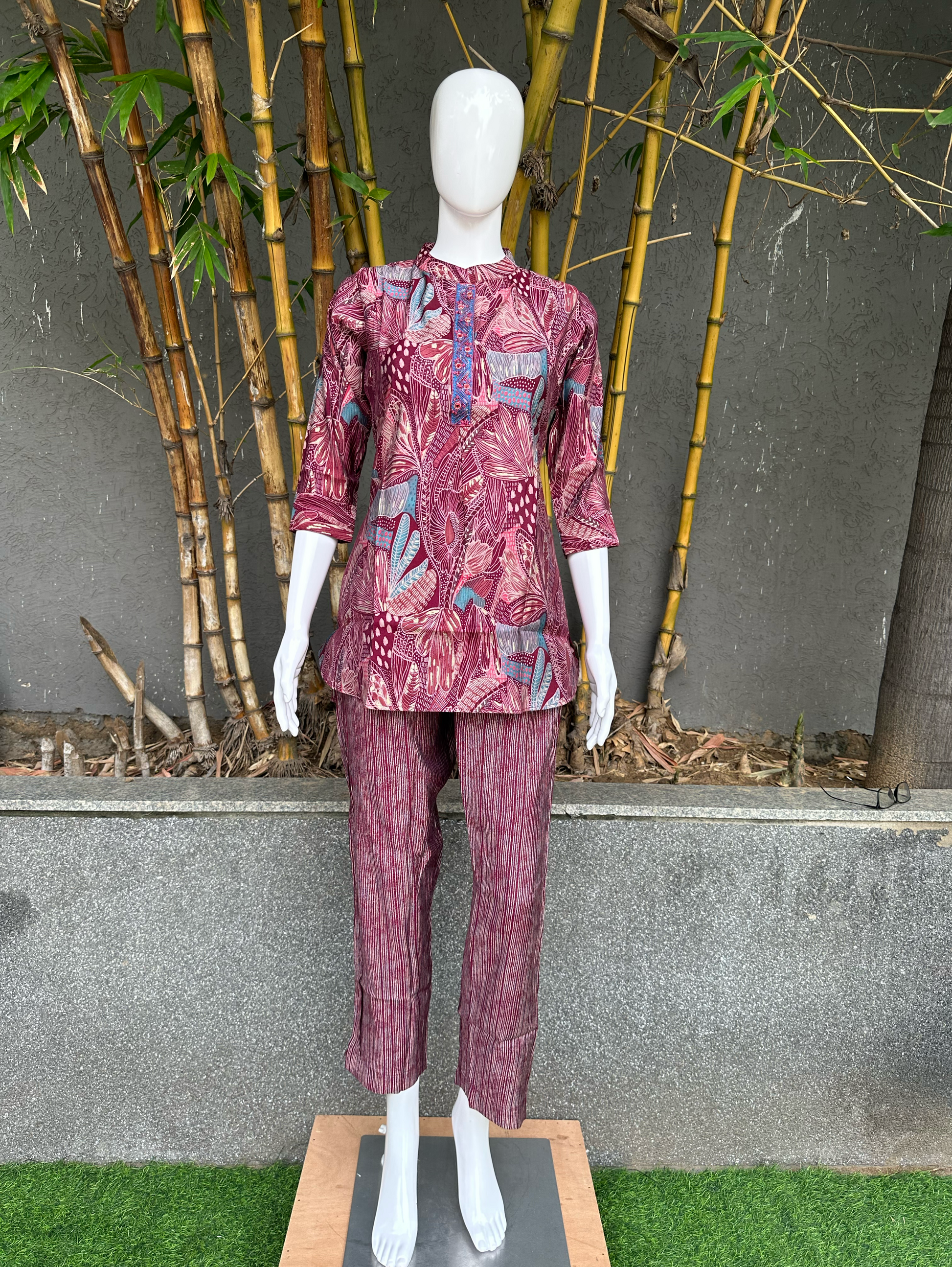 Muslin Foil Print Coords with work