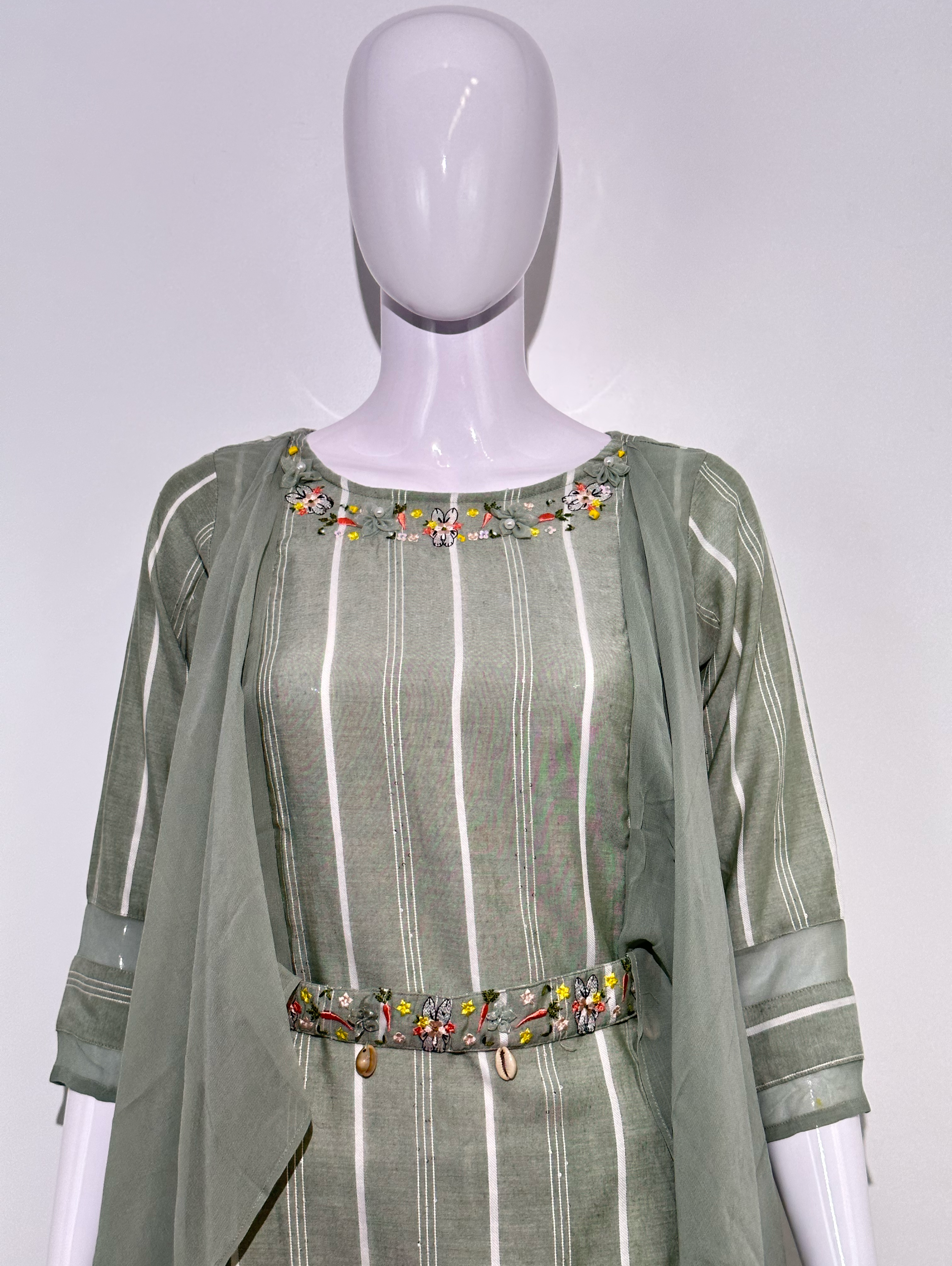 Image of Rayon Different cuts with Embroidery and belt work