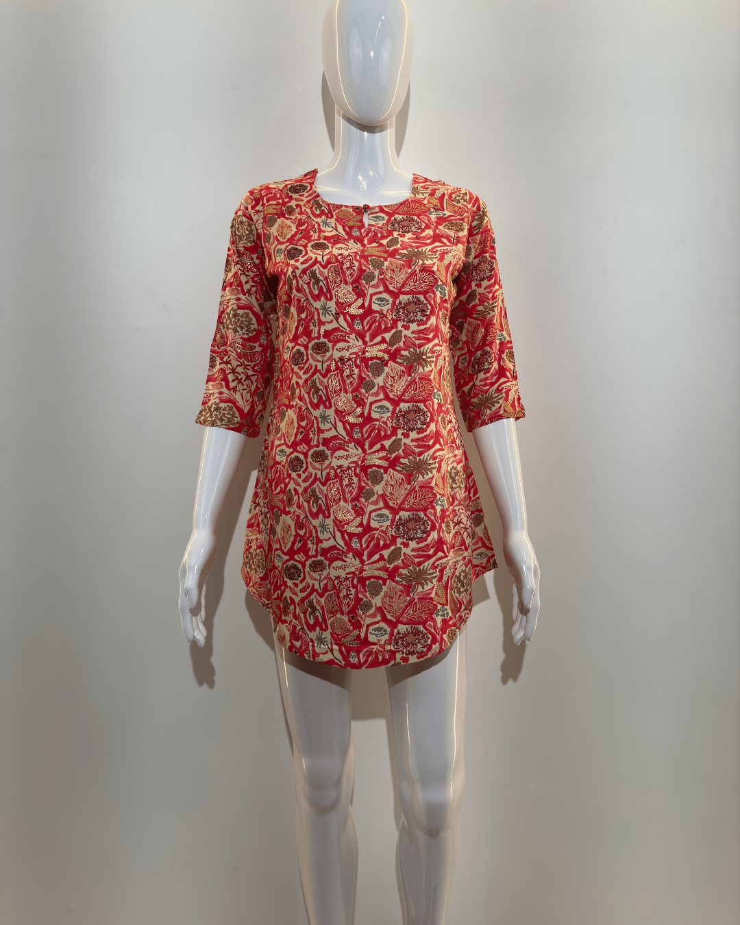 Pure Cotton Short Tunics with work - Orange Color