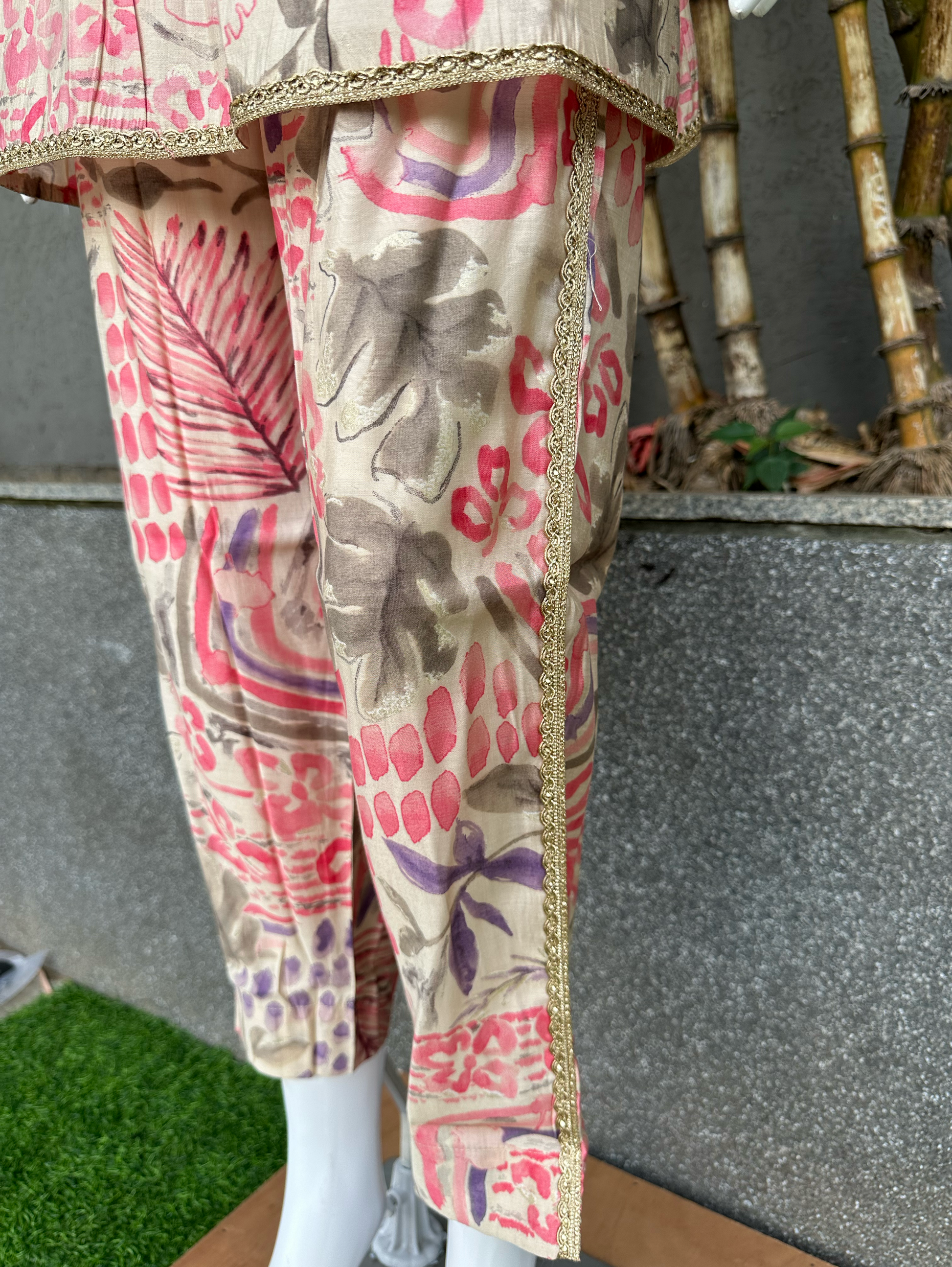 Muslin V Neck Embroidery Work Coords