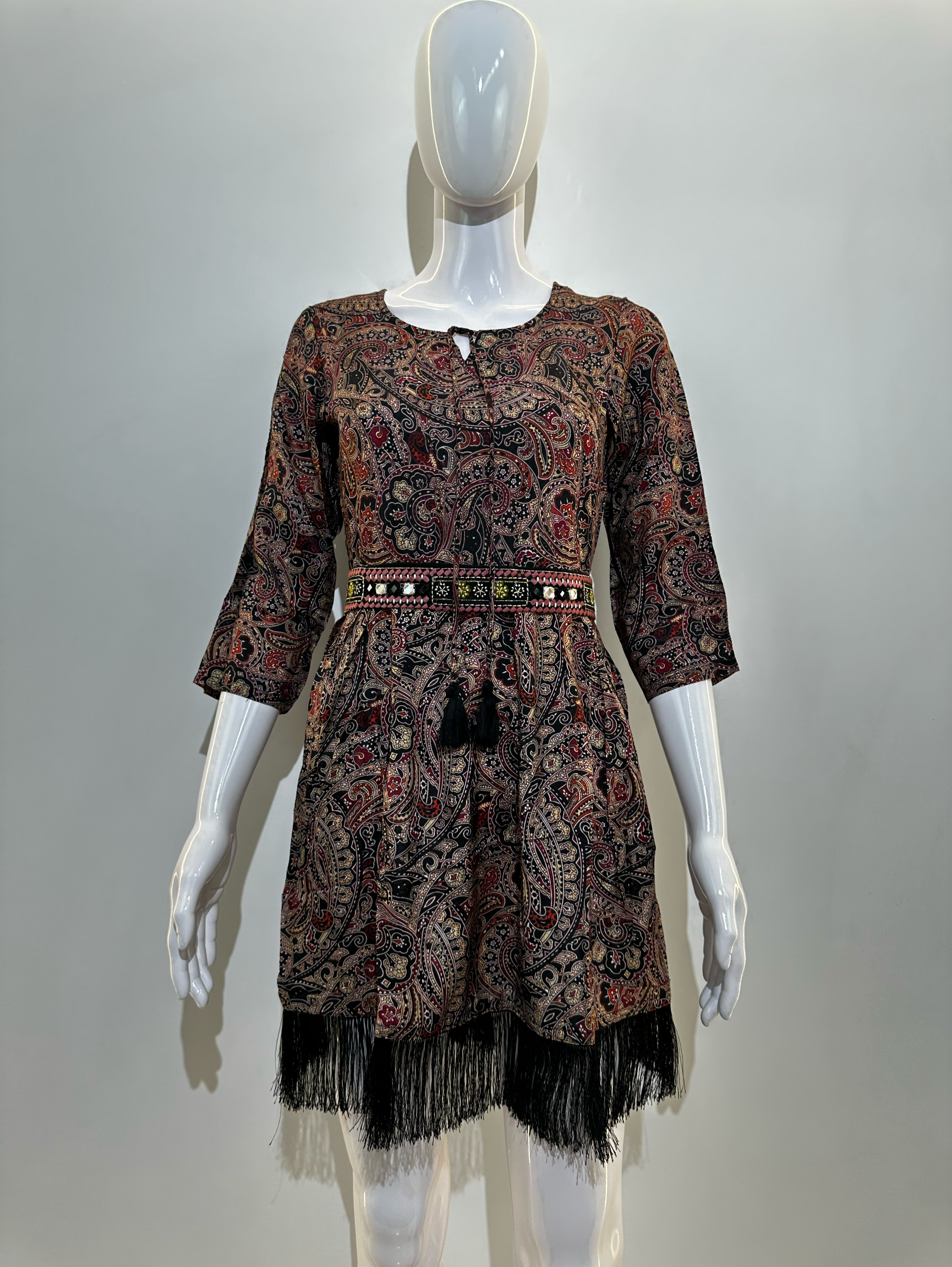 Muslin Silk Short Tunics with Mirror Embroidery Belt