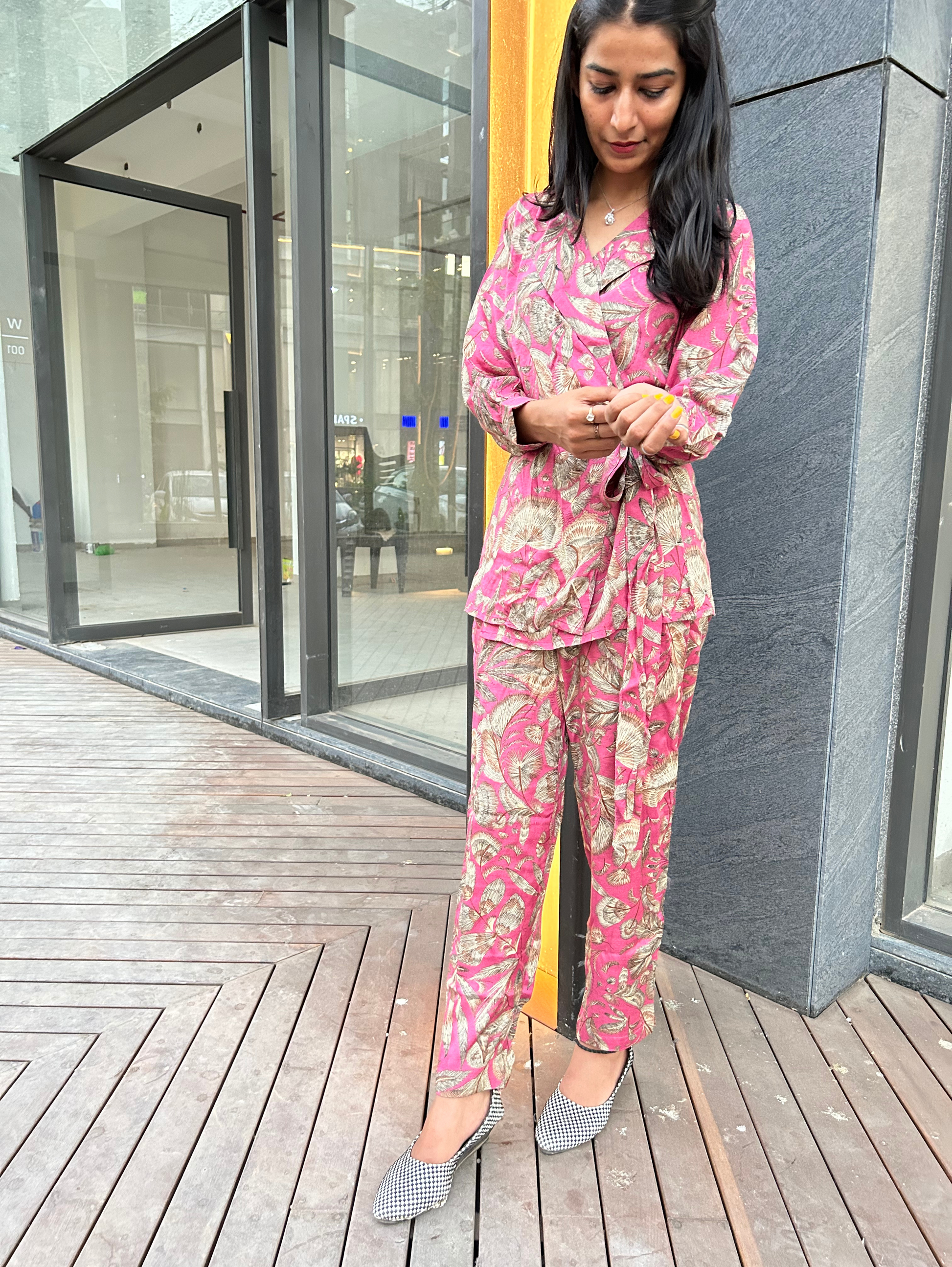 Angrakhaa Style Coord Set - Attached belt